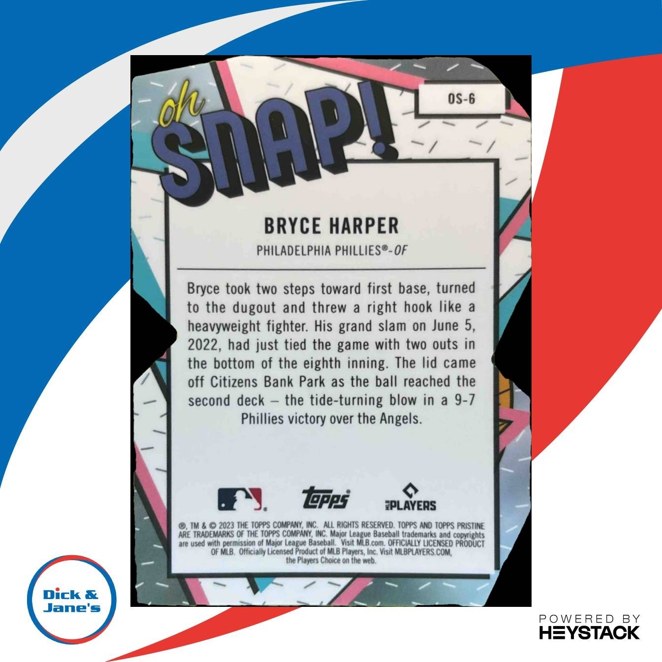 2023 Topps Pristine Bryce Harper Oh Snap ! #OS-6 Philadelphia Phillies
