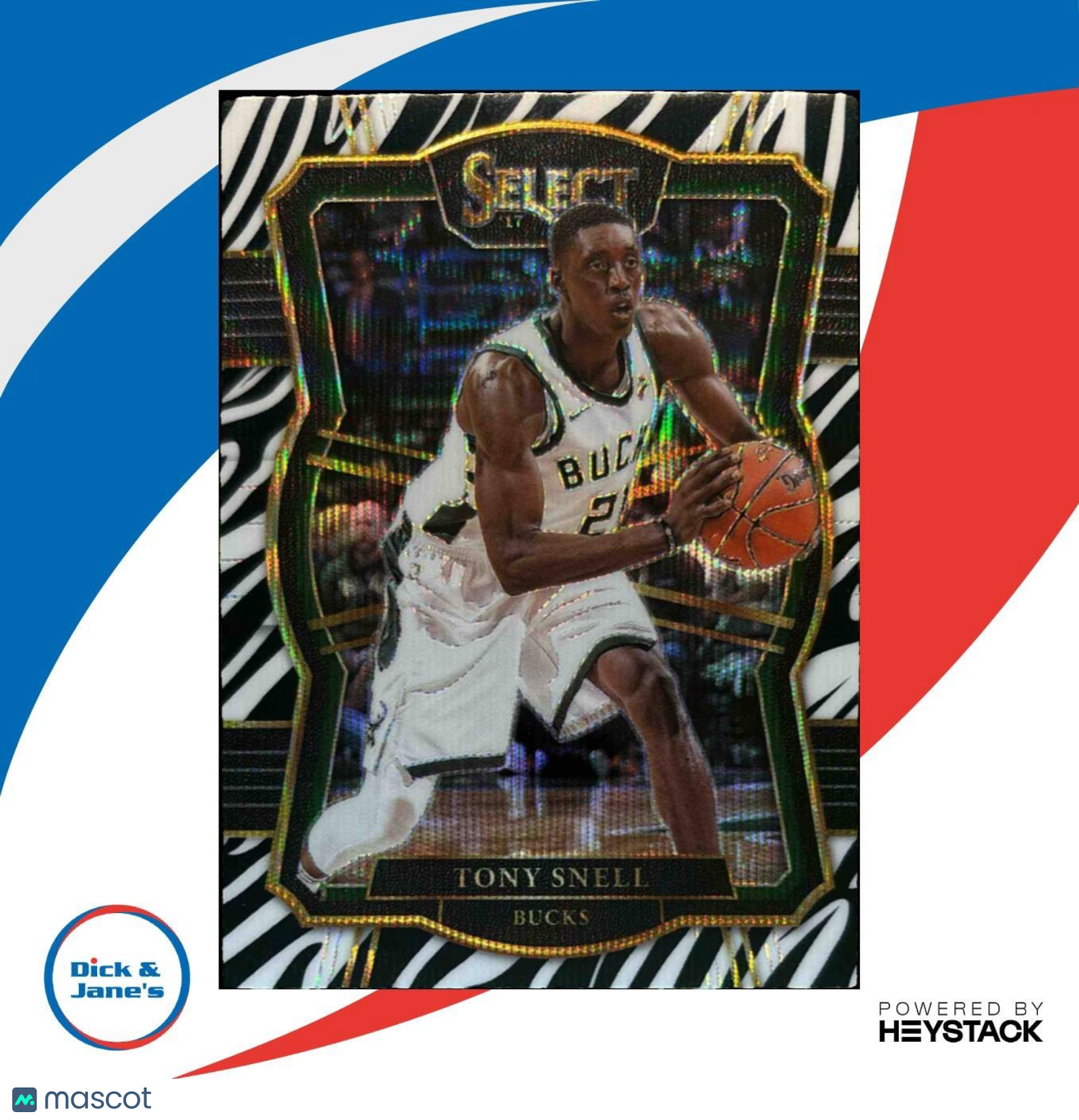2017-18 Panini Select Tony Snell Zebra Prizms #118 Premier Level Milwaukee Bucks