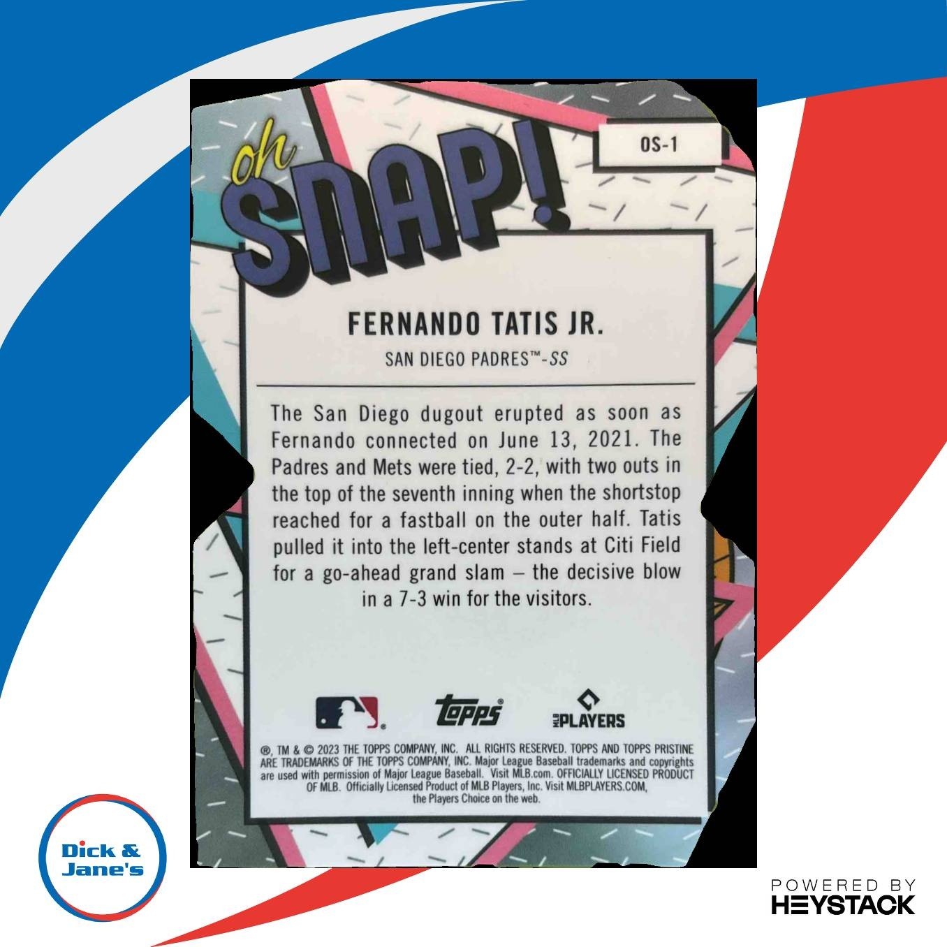 2023 Topps Pristine Fernando Tatis Jr Oh Snap! #OS-1 San Diego Padres