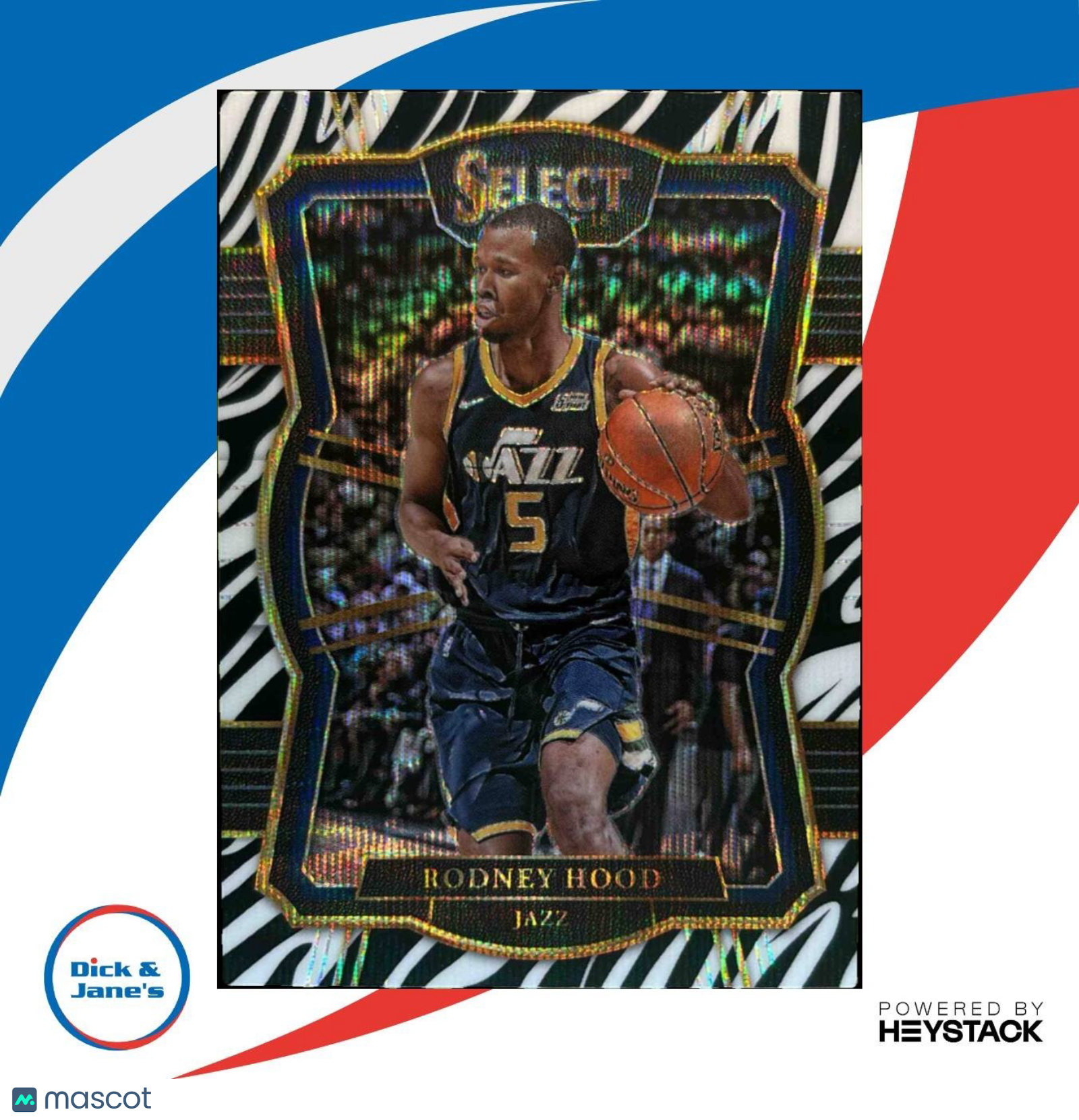 2017-18 Panini Select Rodney Hood Zebra Prizms #174 Premier Level Utah Jazz