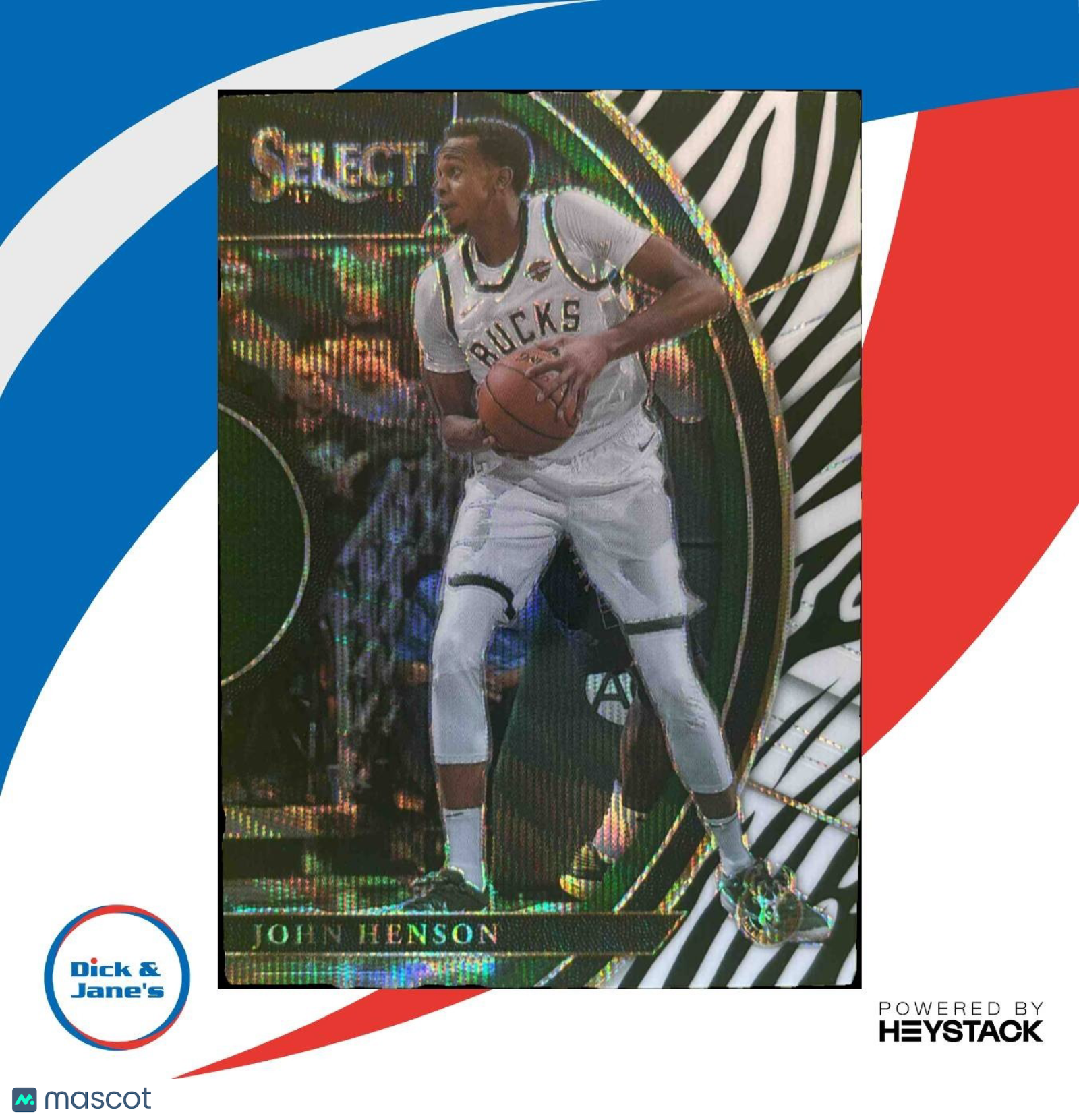 2017-18 Panini Select John Henson Zebra Prizms #55 Concourse Milwaukee Bucks