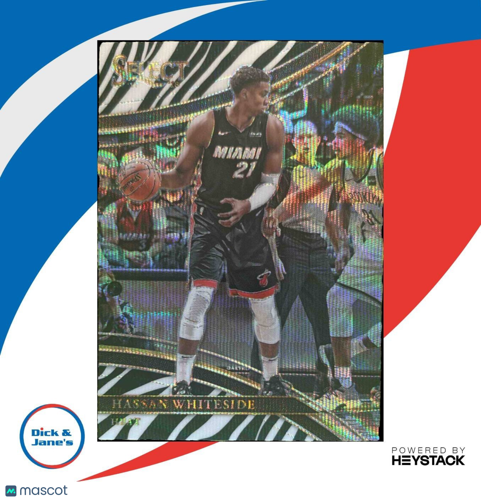 2017-18 Panini Select Hassan Whiteside Zebra Prizms #245 Courtside Miami Heat