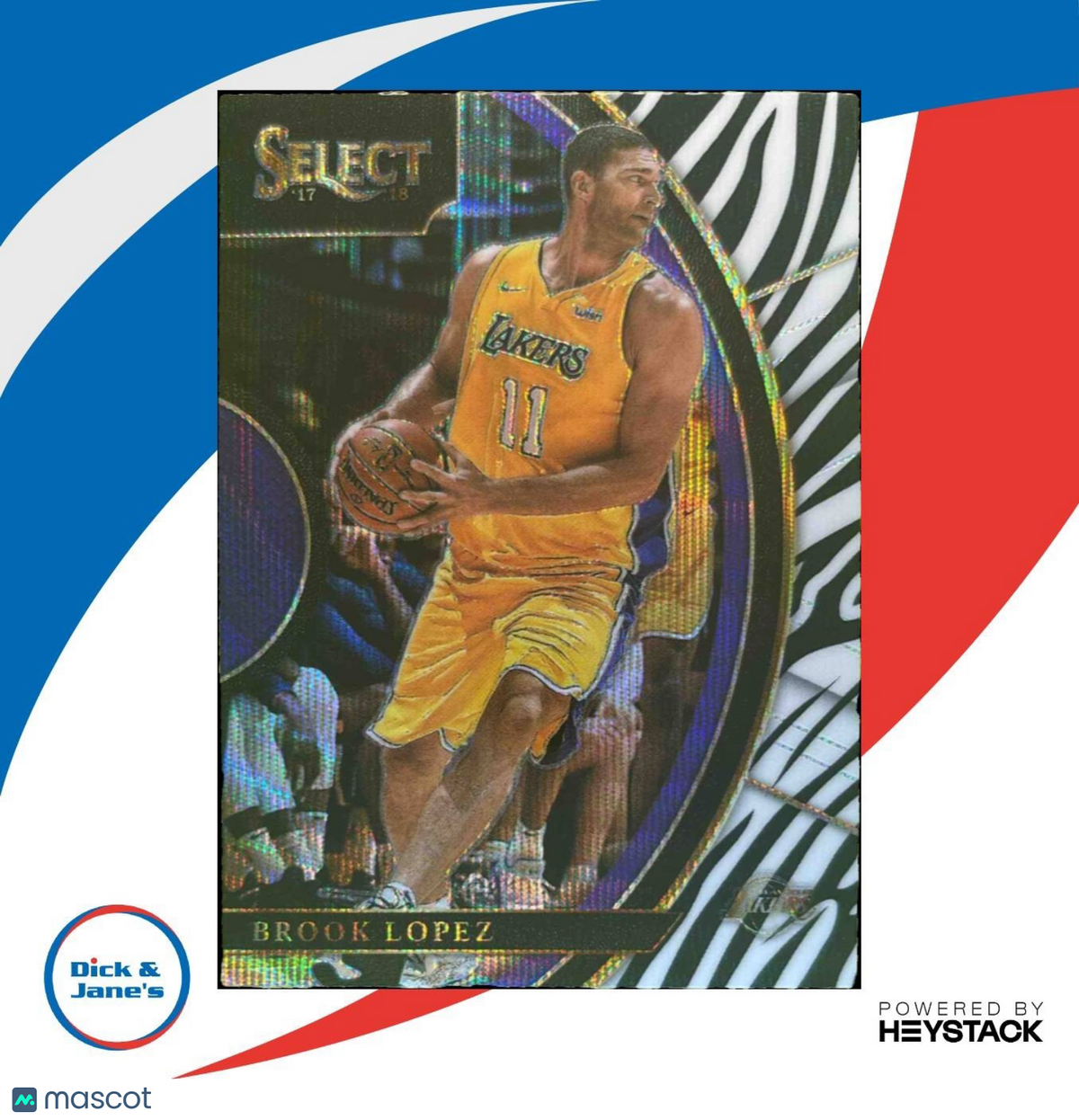 2017-18 Panini Select Brook Lopez Zebra Prizms #77 Concourse Los Angeles Lakers