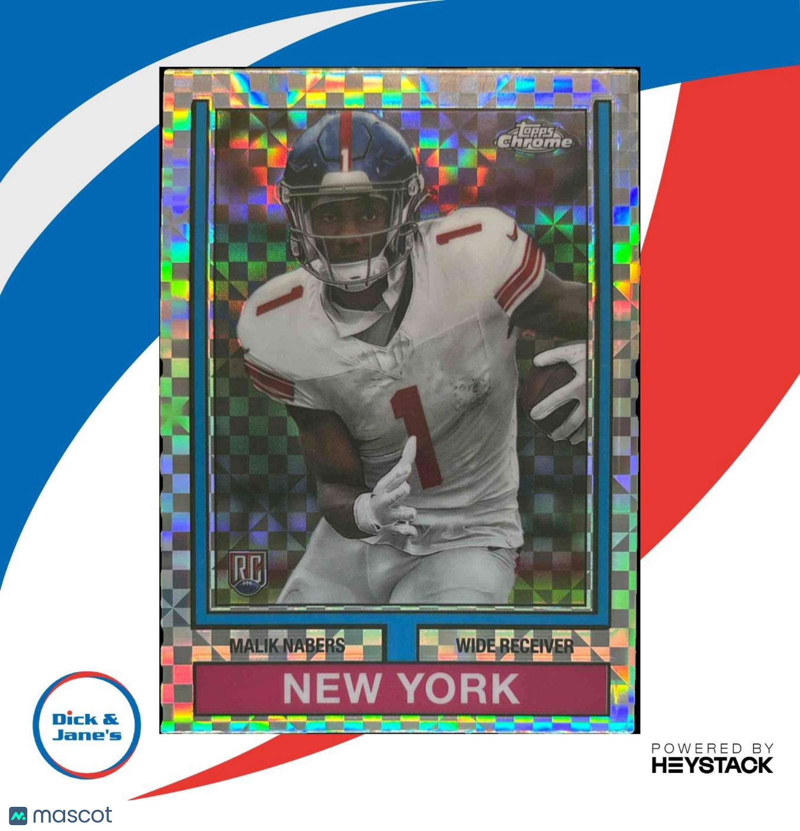 2024 Topps Chrome Malik Nabers 1974 Football X-Fractor RC New York Giants