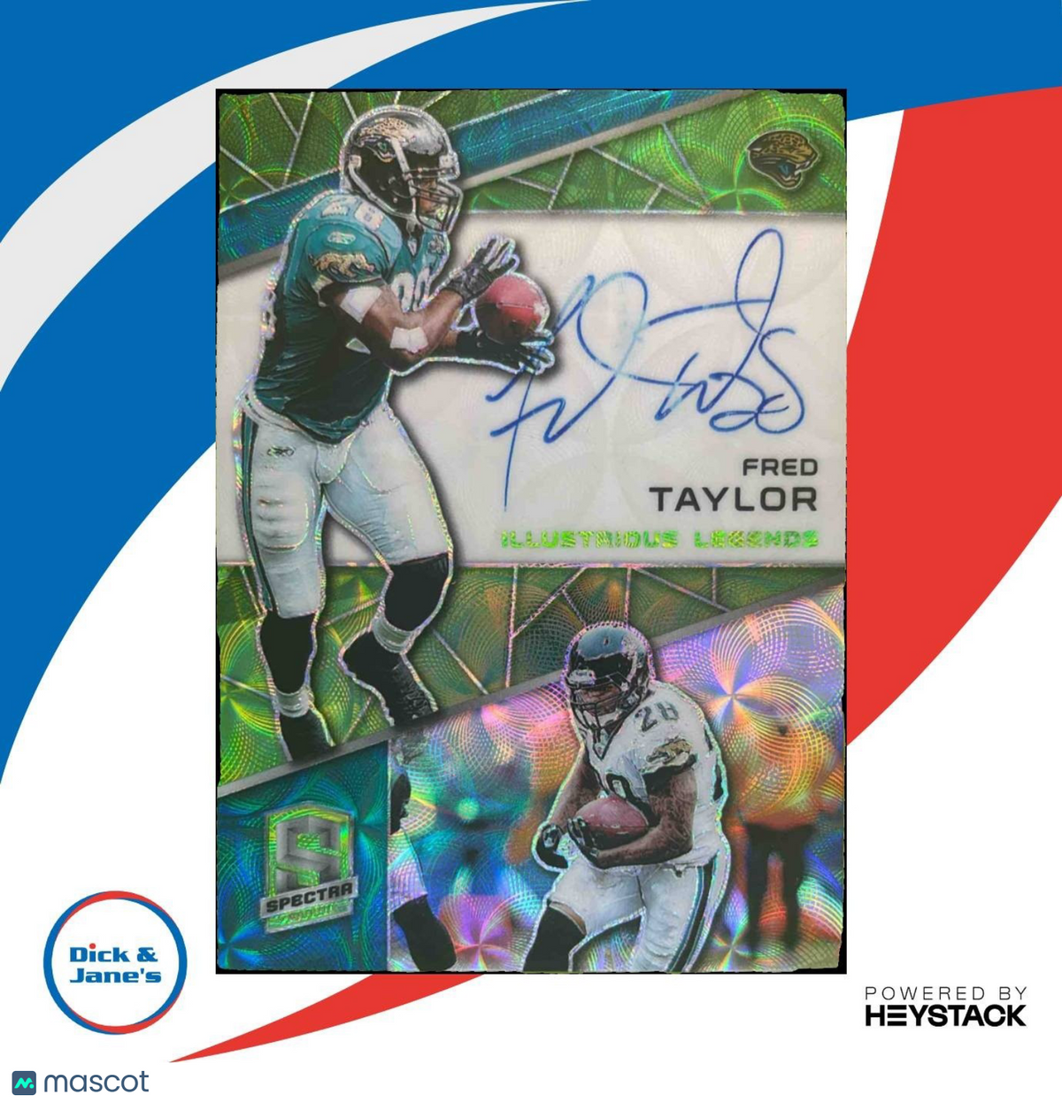 2019 Panini Spectra Fred Taylor Illustrious Legends Neon Green /25 Auto Jaguars