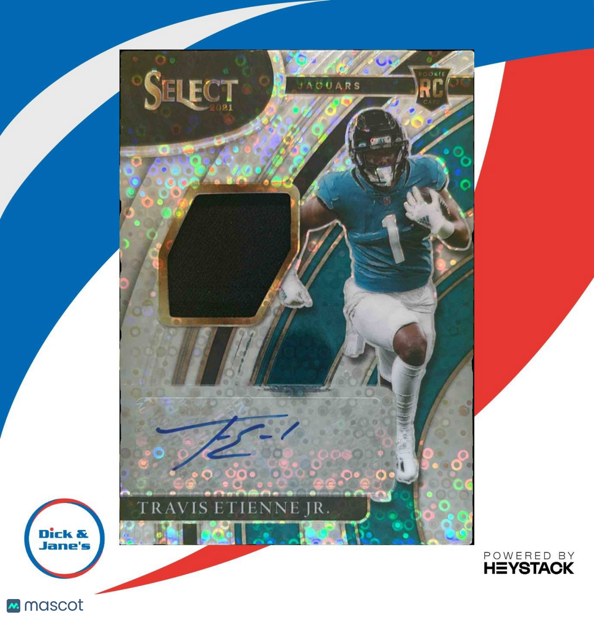 2021 Select Travis Etienne Jr. Rookie Signature Disco /25 MEM Auto RC Jaguars