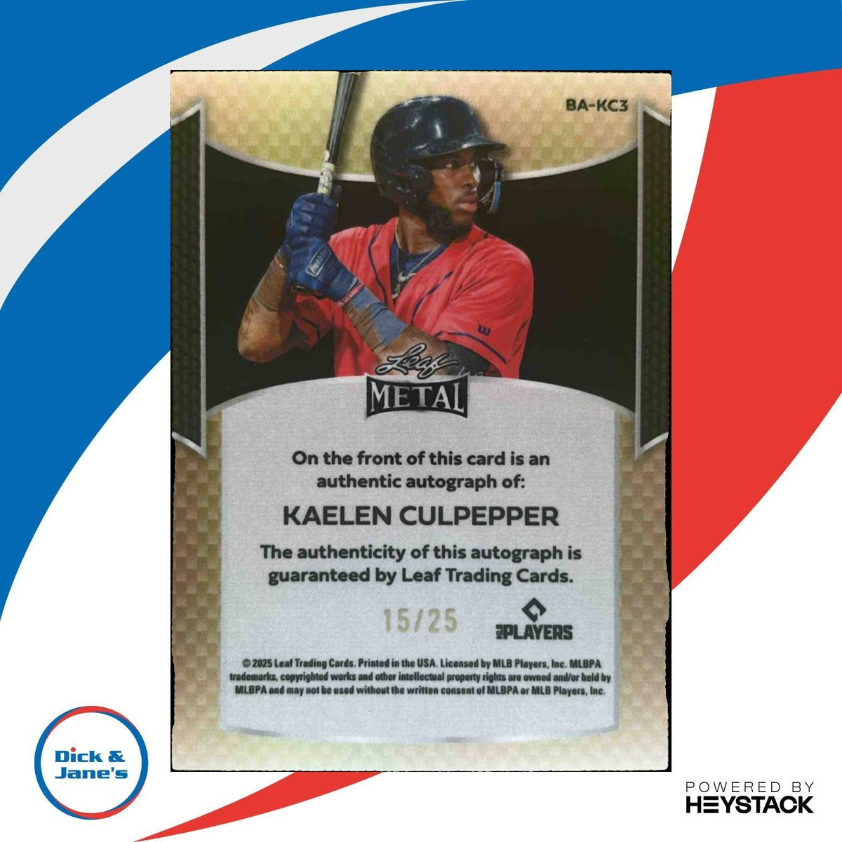 2025 Leaf Metal Kaelen Culpepper Auto Crystal Silver 15/25 #BA-KC3