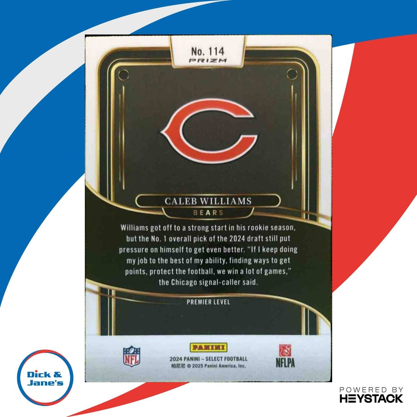 2024 Panini Select Caleb Williams Black and Orange Shock #114 RC Chicago Bears