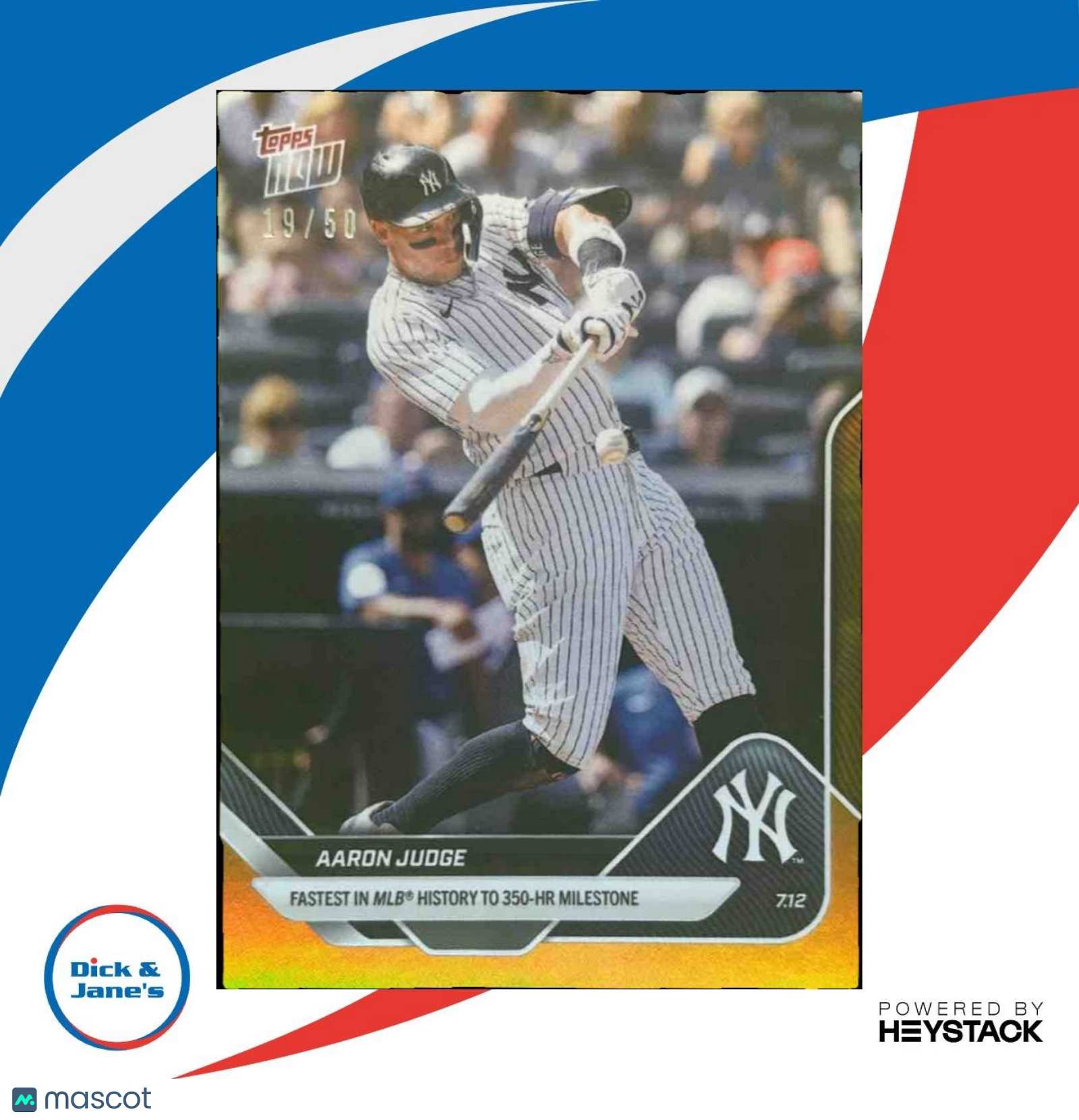 2025 Topps Now Aaron Judge Gold Foil /50 #416 New York Yankees