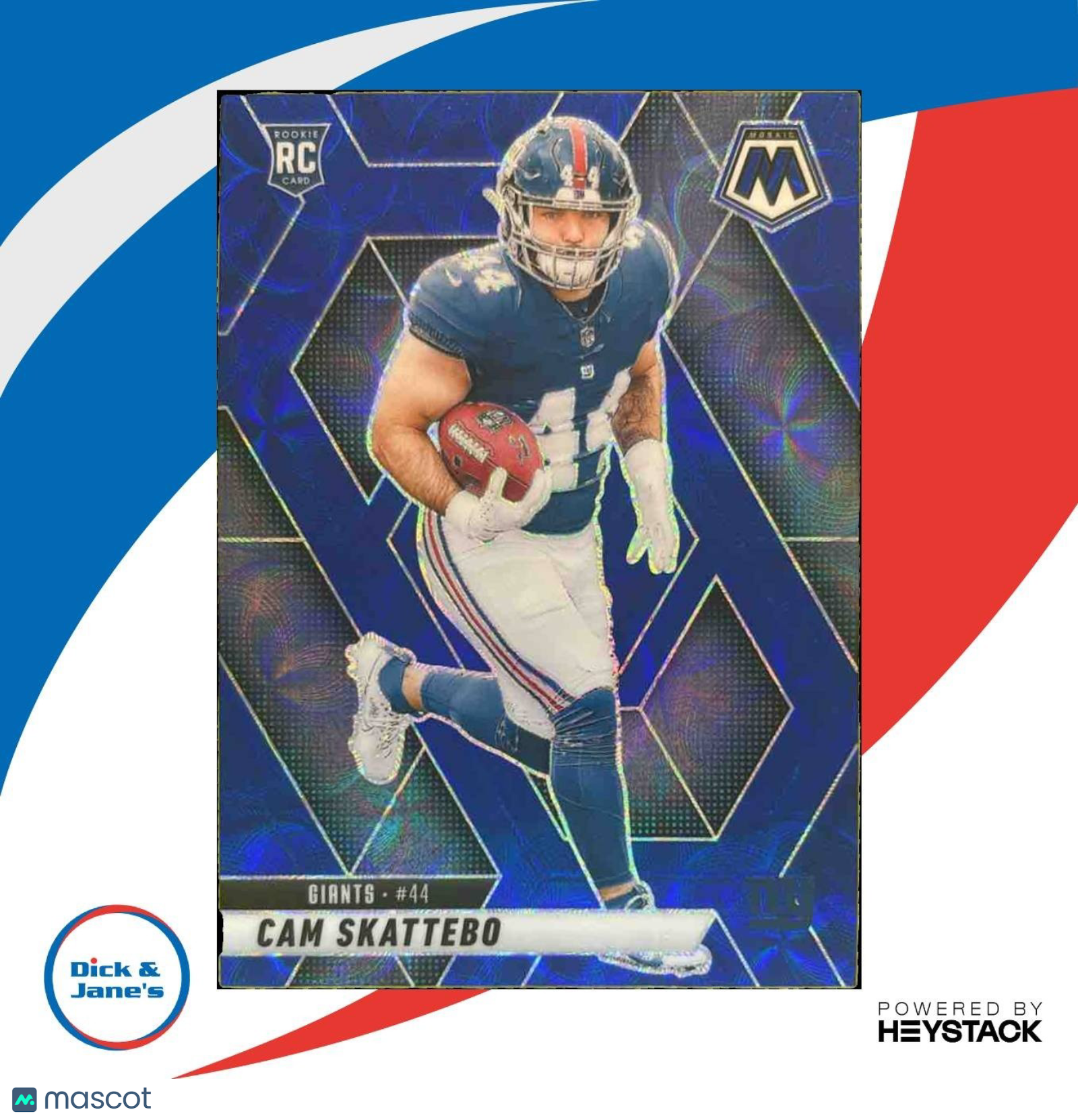 2025 Panini Mosaic Cam Skattebo Rookies Blue Prizm #305 RC New York Giants