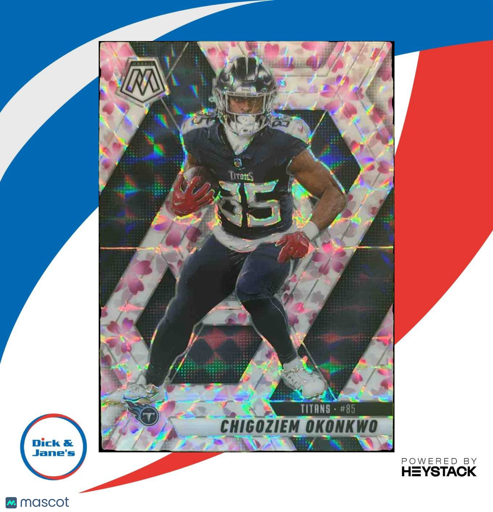 2025 Mosaic Chigoziem Okonkwo Choice Cherry Blossom Prizm /20 Tennessee Titans