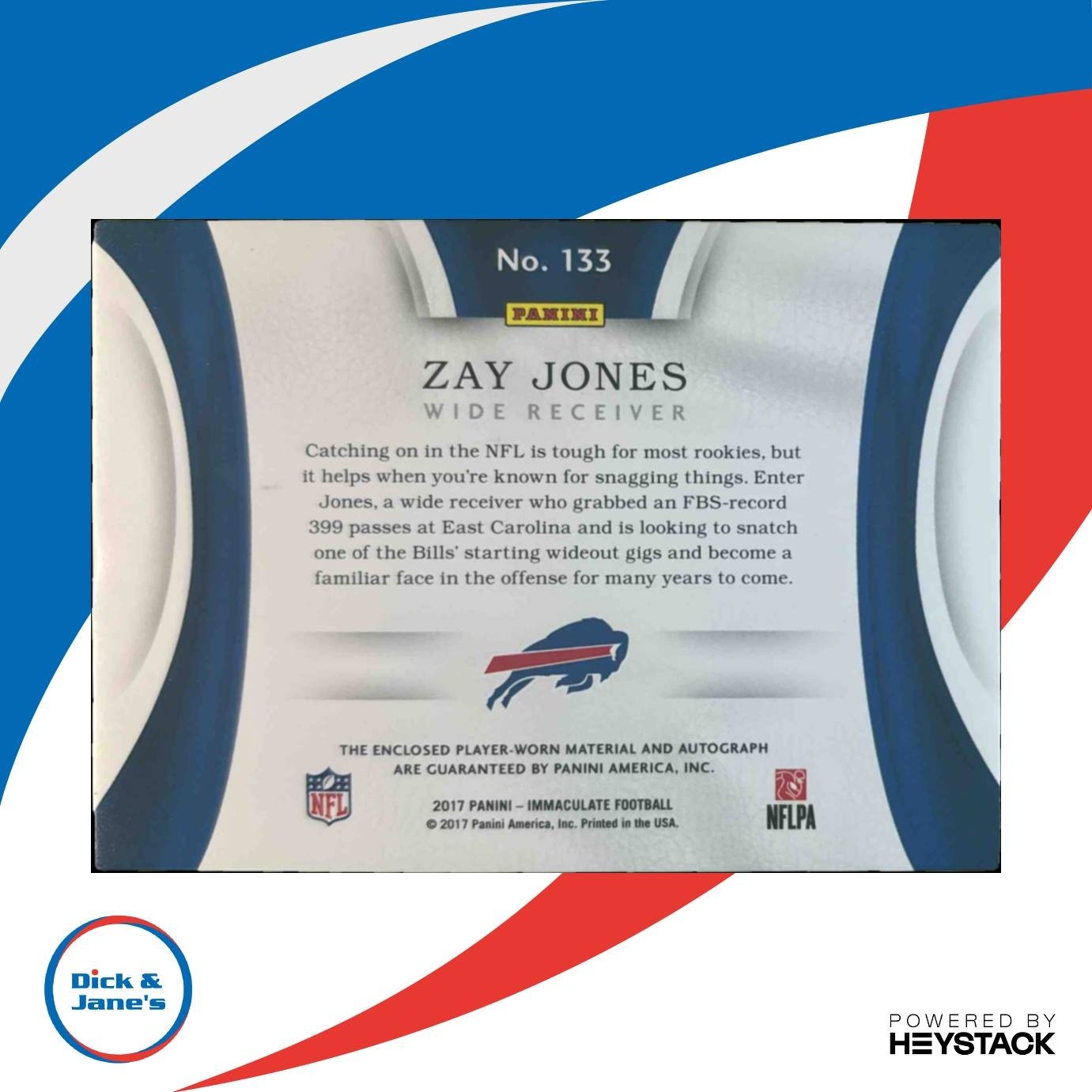 2017 Panini Immaculate Collection Zay Jones /99 #133 MEM Auto RC Buffalo Bills