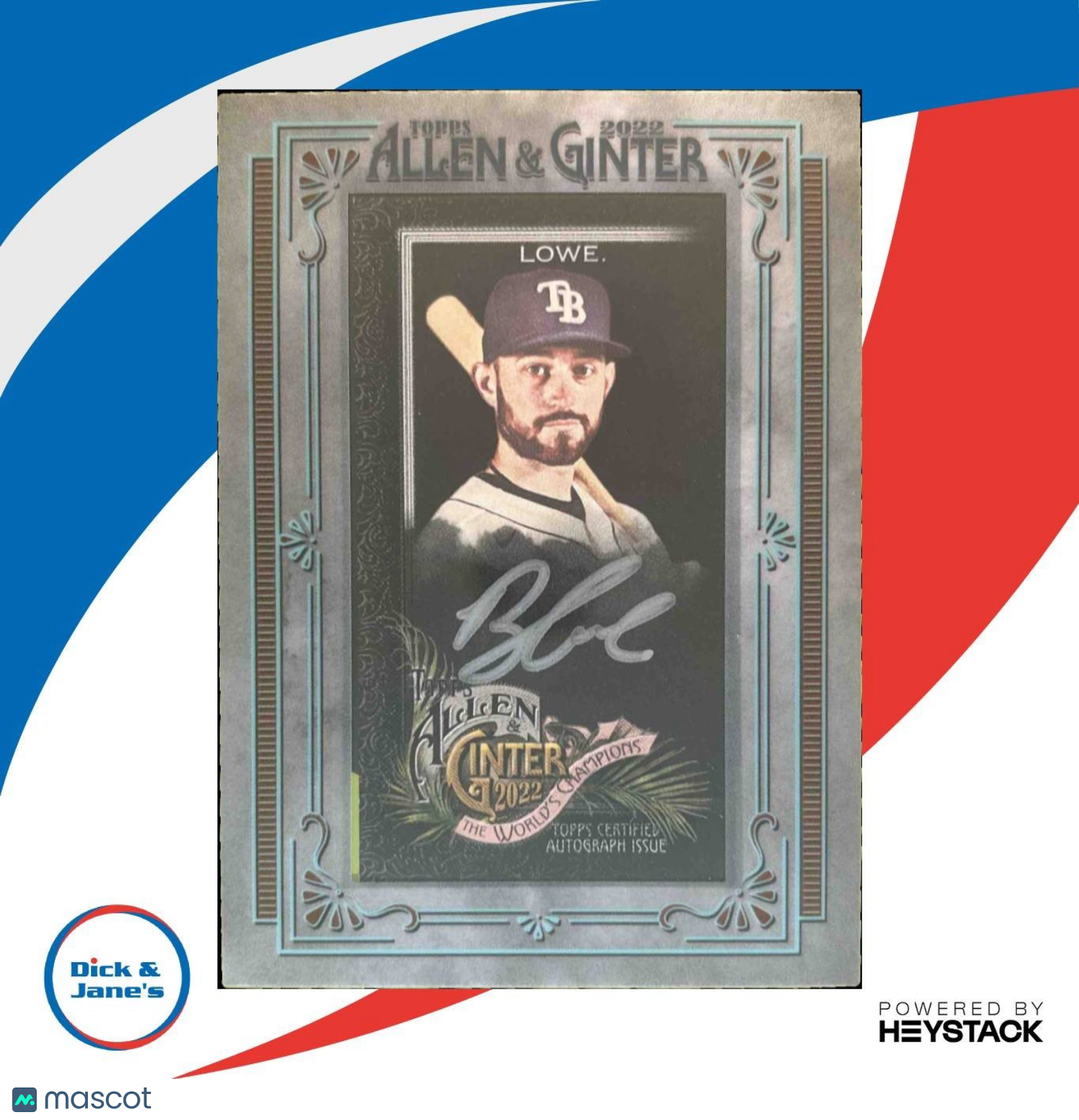 2022 Topps Allen & Ginter X Brandon Lowe Mini Auto Silver Frame /50 Rays