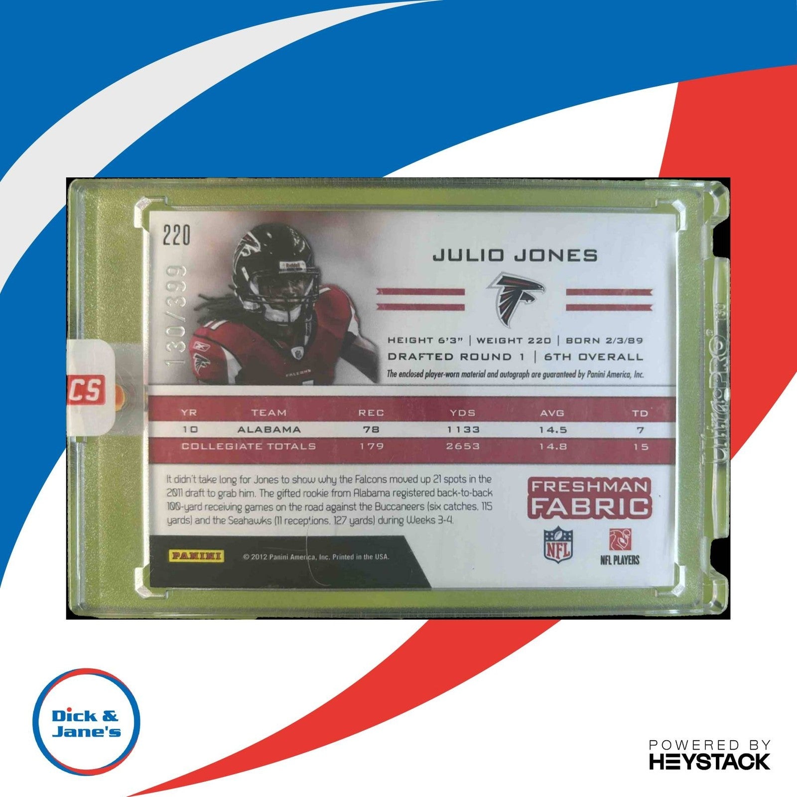 2011 Panini Totally Certified Julio Jones /399 RC Patch Auto Atlanta Falcons