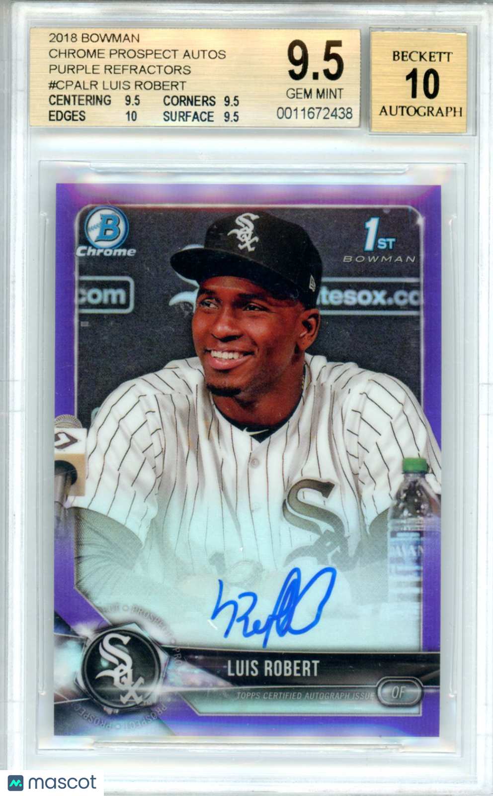 2018 Bowman Chrome Prospect Auto Purple Refractors Luis Robert BGS 9.5 /250