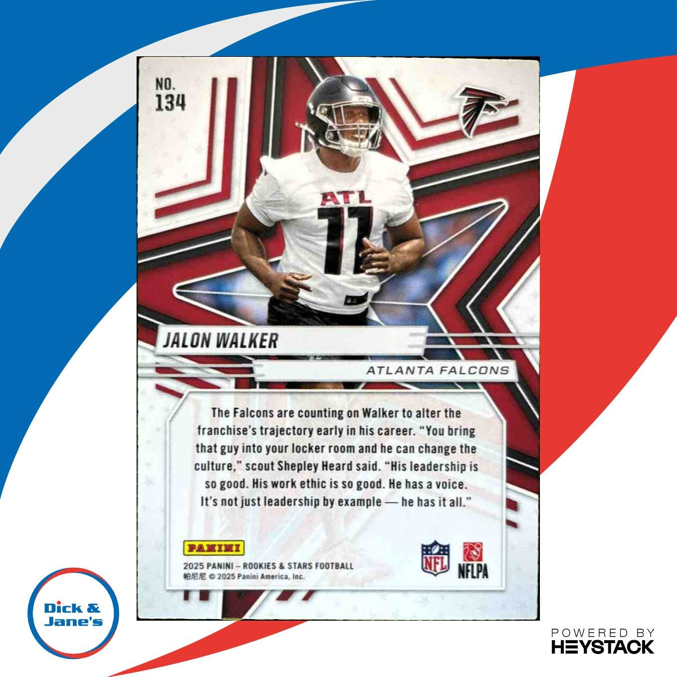 2025 Panini Rookies & Stars Jalon Walker Signatures RC Auto Atlanta Falcons