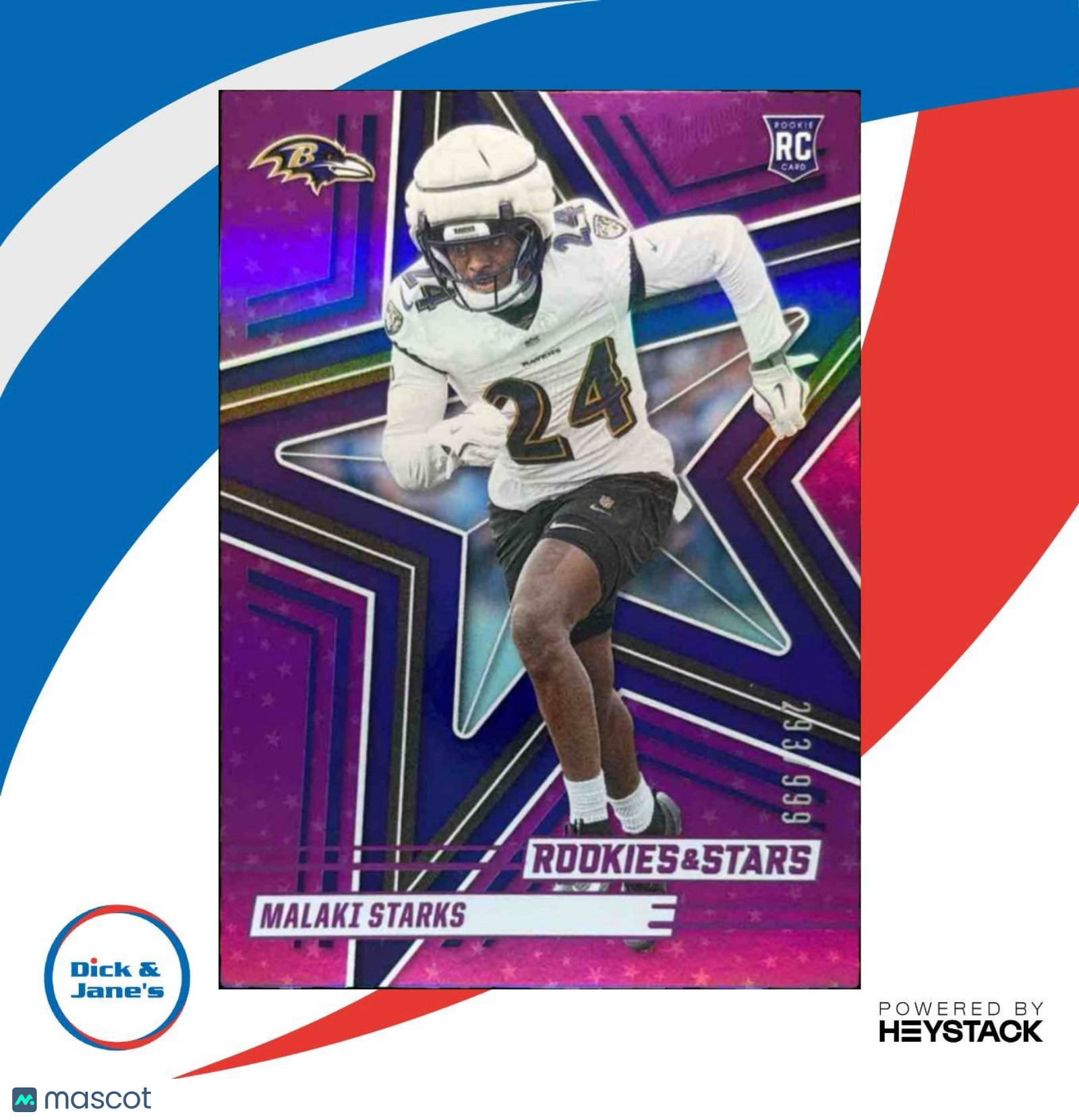 2025 Panini Rookies & Stars Malaki Starks s Purple /999 #155 RC Baltimore Ravens