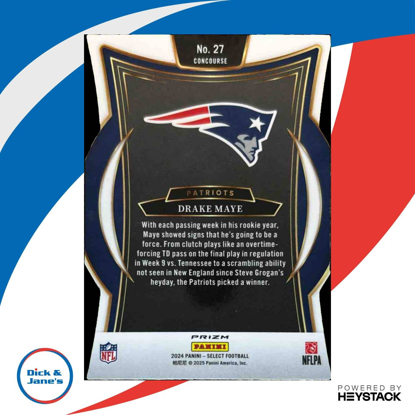 2024 Panini Select Drake Maye Concourse Silver Prizm #27 RC New England Patriots