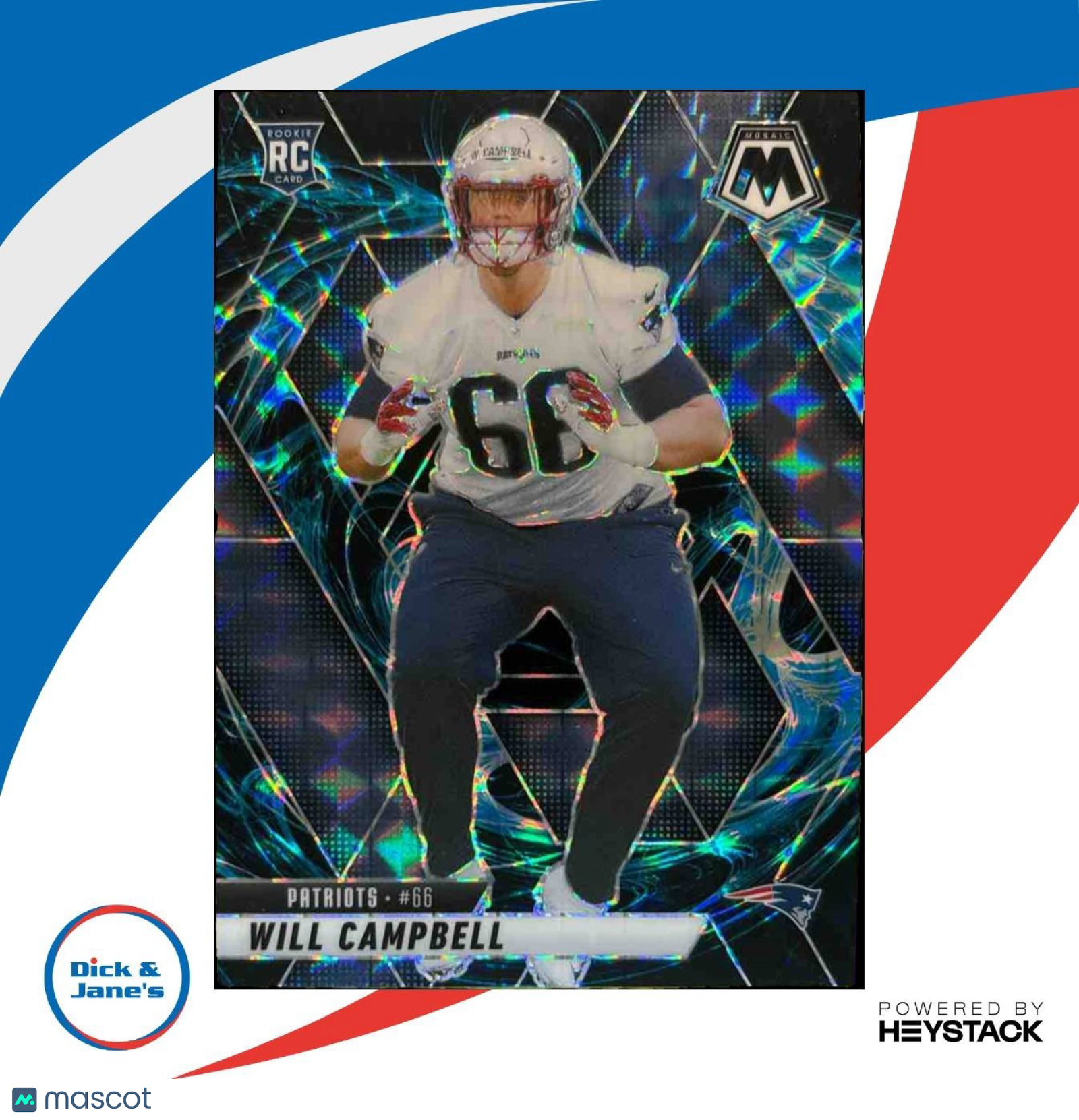 2025 Mosaic Will Campbell Rookies Genesis Prizm #378 RC New England Patriots