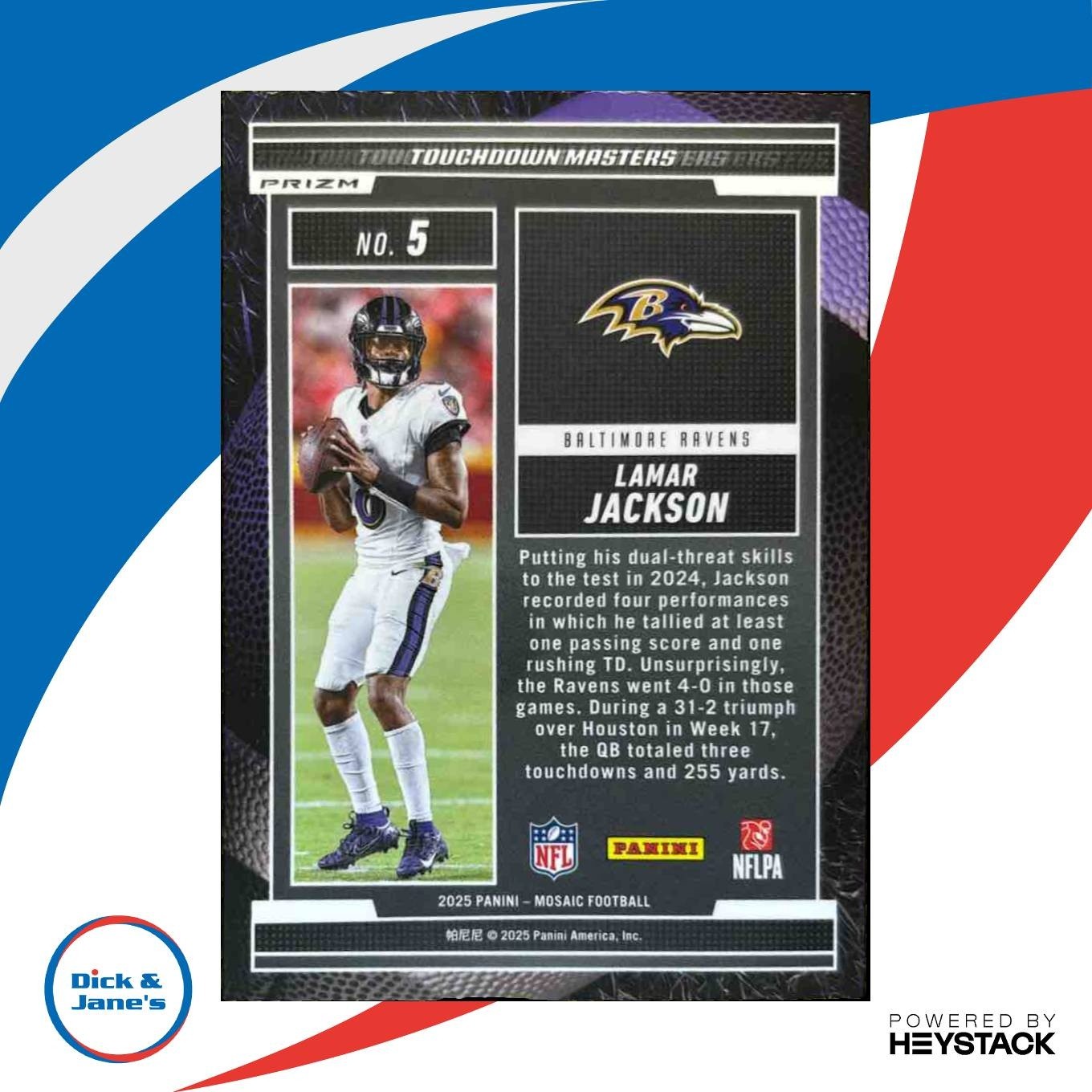 2025 Mosaic Lamar Jackson Touchdown Masters Pink #5 Baltimore Ravens