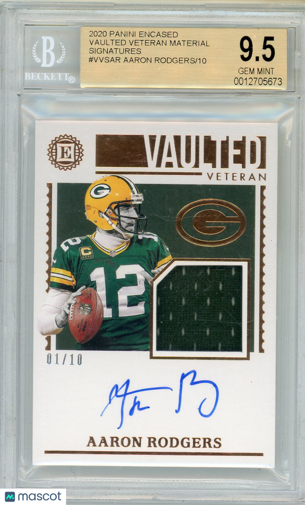 2020 Panini Encased Material Signatures Aaron Rodgers #d 01/10 BGS 9.5 AUTO 10