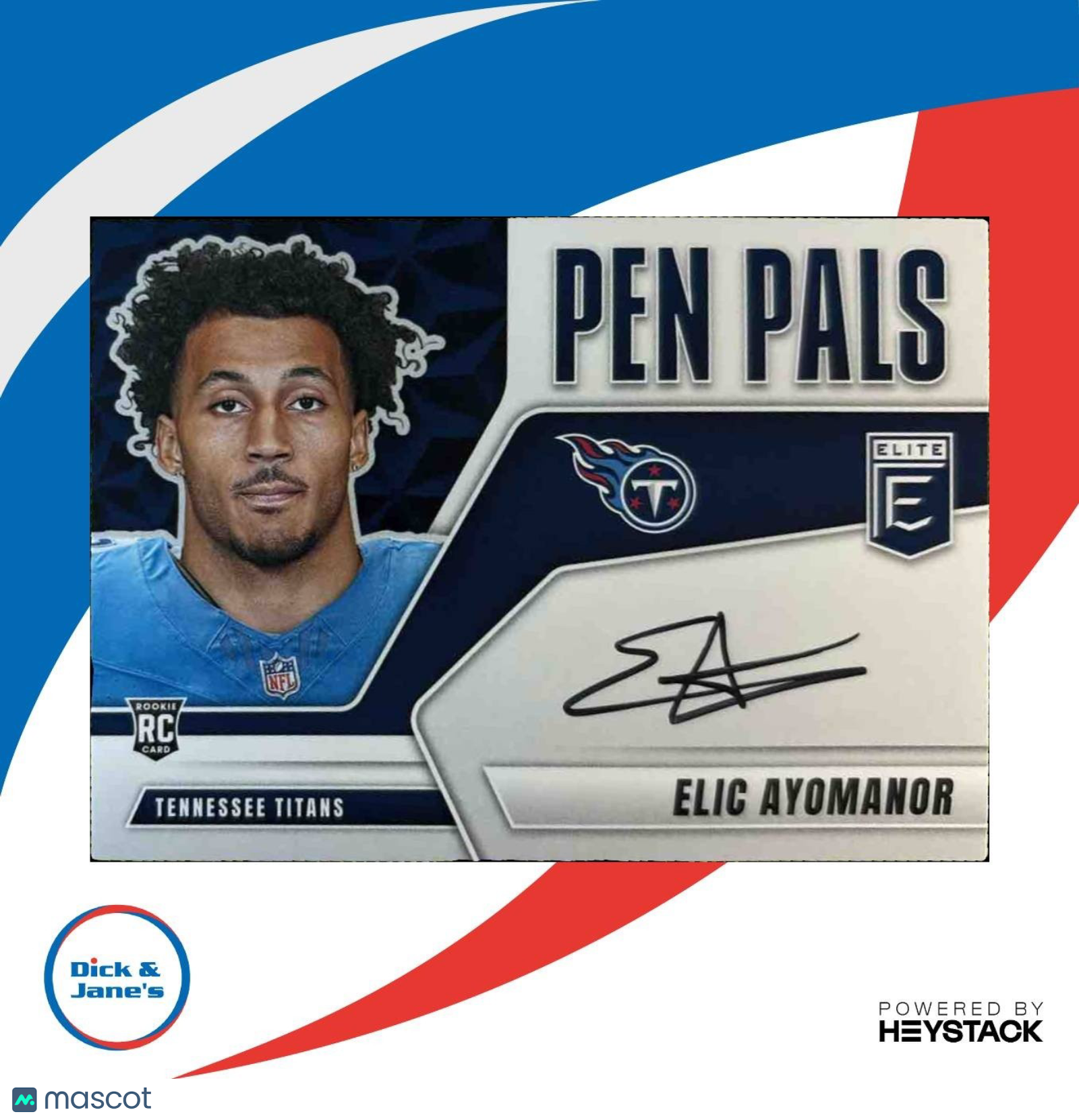 2025 Panini Donruss Elite Elic Ayomanor Pen Pal Horizontal Auto Tennessee Titans