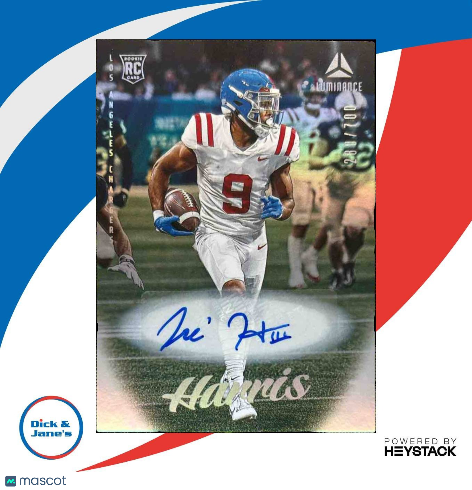 2025 Panini Luminance Tre Harris Auto /700 #124 RC Los Angeles Chargers