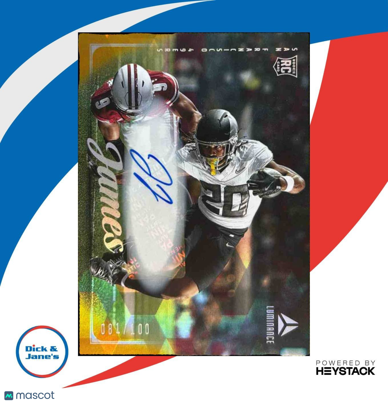 2025 Panini Luminance Jordan James Auto Gold /100 #183 RC San Francisco 49ers