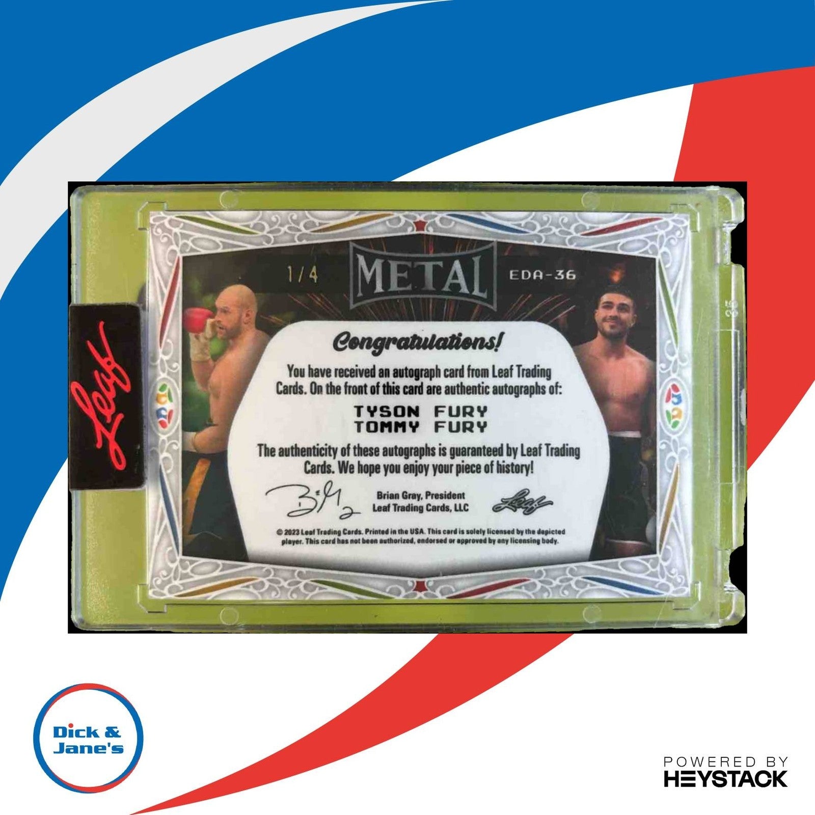2023 Leaf Metal eBay Exclusive Tyson Fury Tommy Dual Auto White Border /4