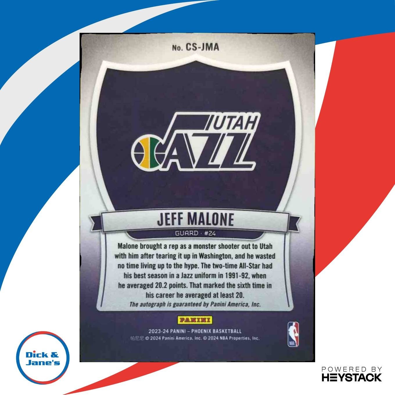 2023-24 Panini Phoenix Jeff Malone Crusade Signatures #CS-JMA Auto Utah Jazz