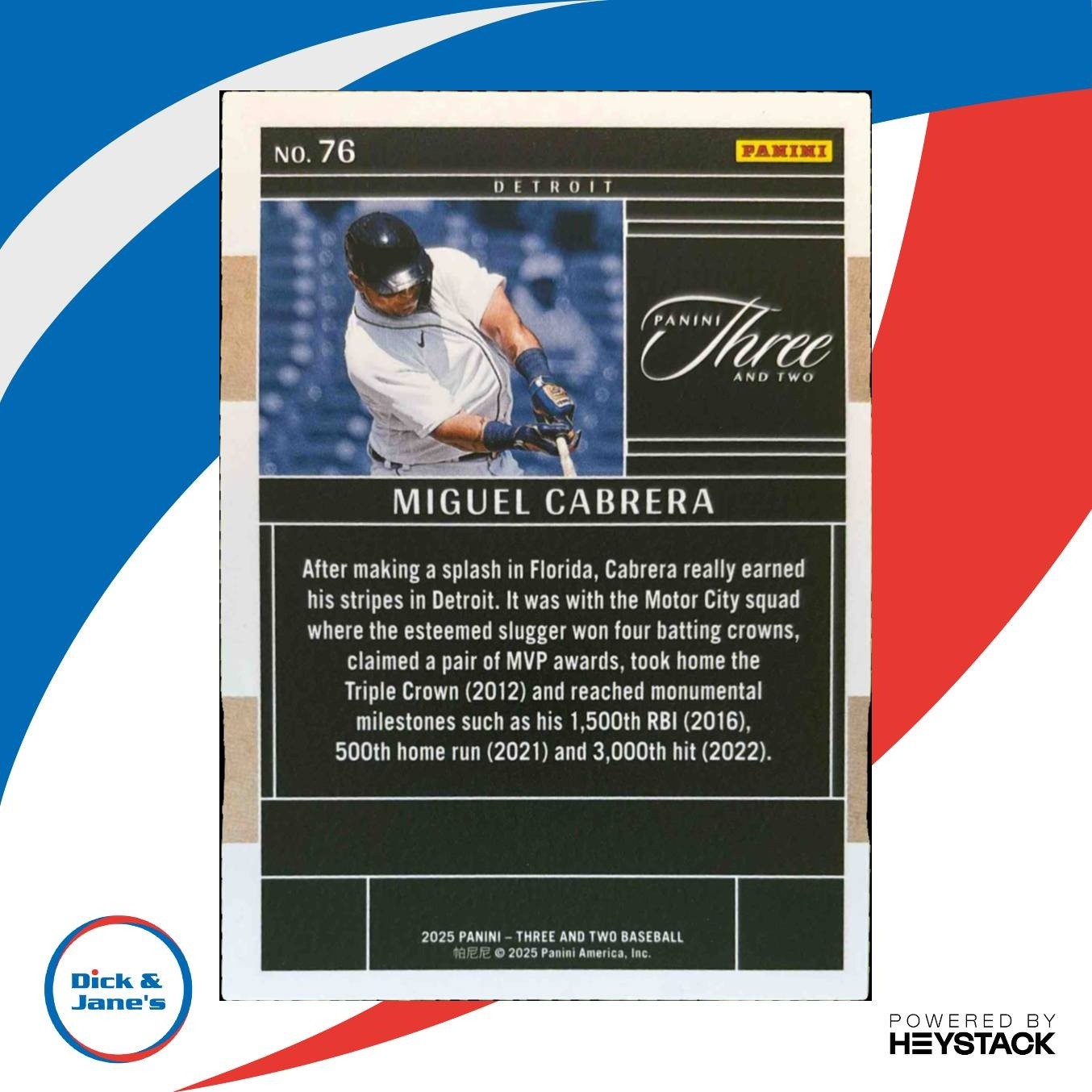 2025 Panini Three and Two Miguel Cabrera Full Count 23/32 #76 Detroit Tigers