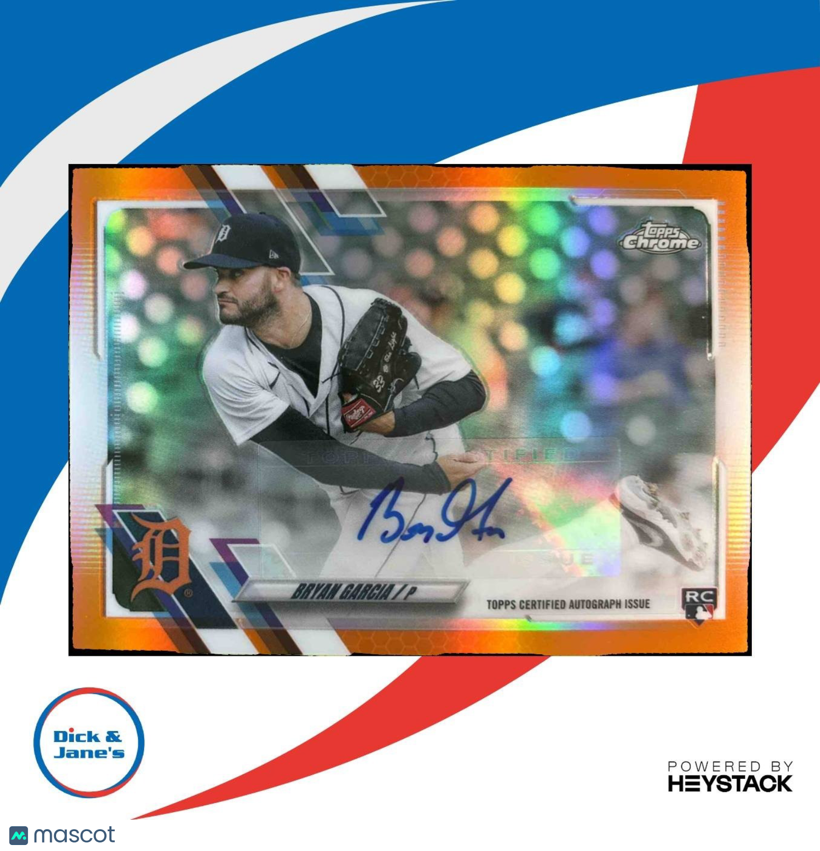 2021 Topps Chrome Update Bryan Garcia Auto Orange /25 RC Detroit Tigers