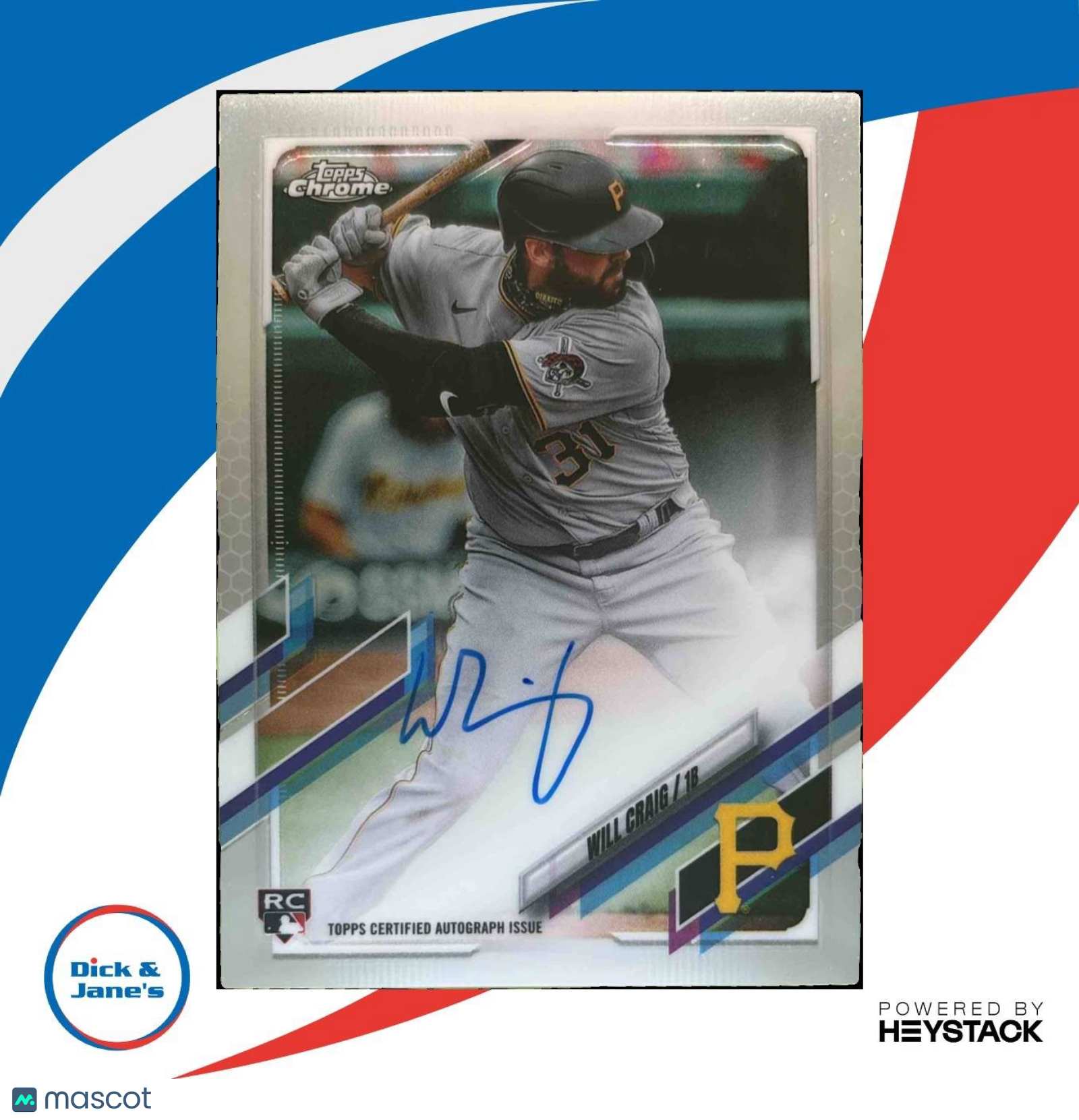 2021 Topps Chrome Will Craig Rookie Auto #RA-WCR RC Pittsburgh Pirates