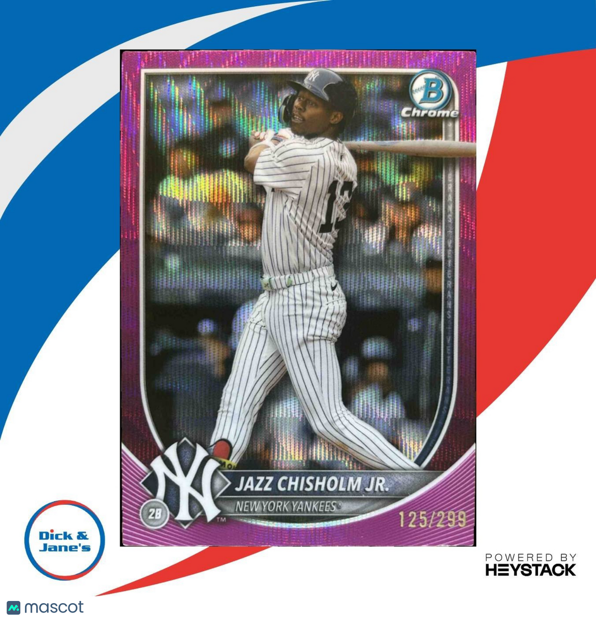 2025 Bowman Chrome Jazz Chisholm Jr. Fuchsia Wave /299 #34 New York Yankees