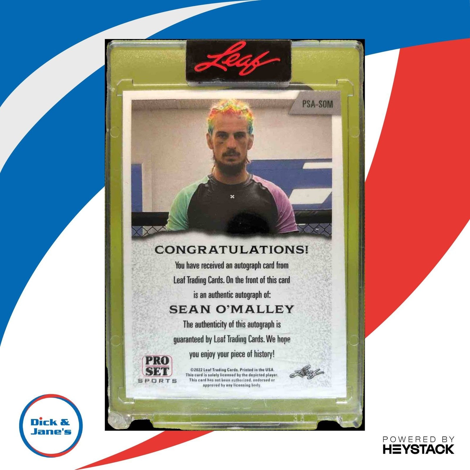 2022 Pro Set Sports Sean O'Malley 1/1 #PSA-SOM Auto