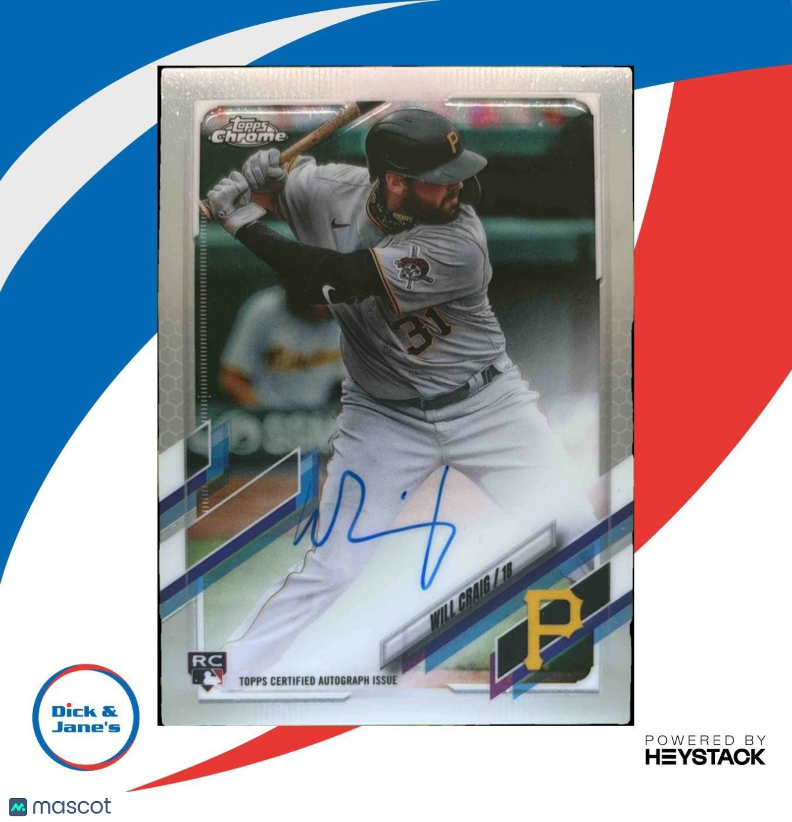 2021 Topps Chrome Will Craig Rookie Auto #RA-WCR RC Pittsburgh Pirates