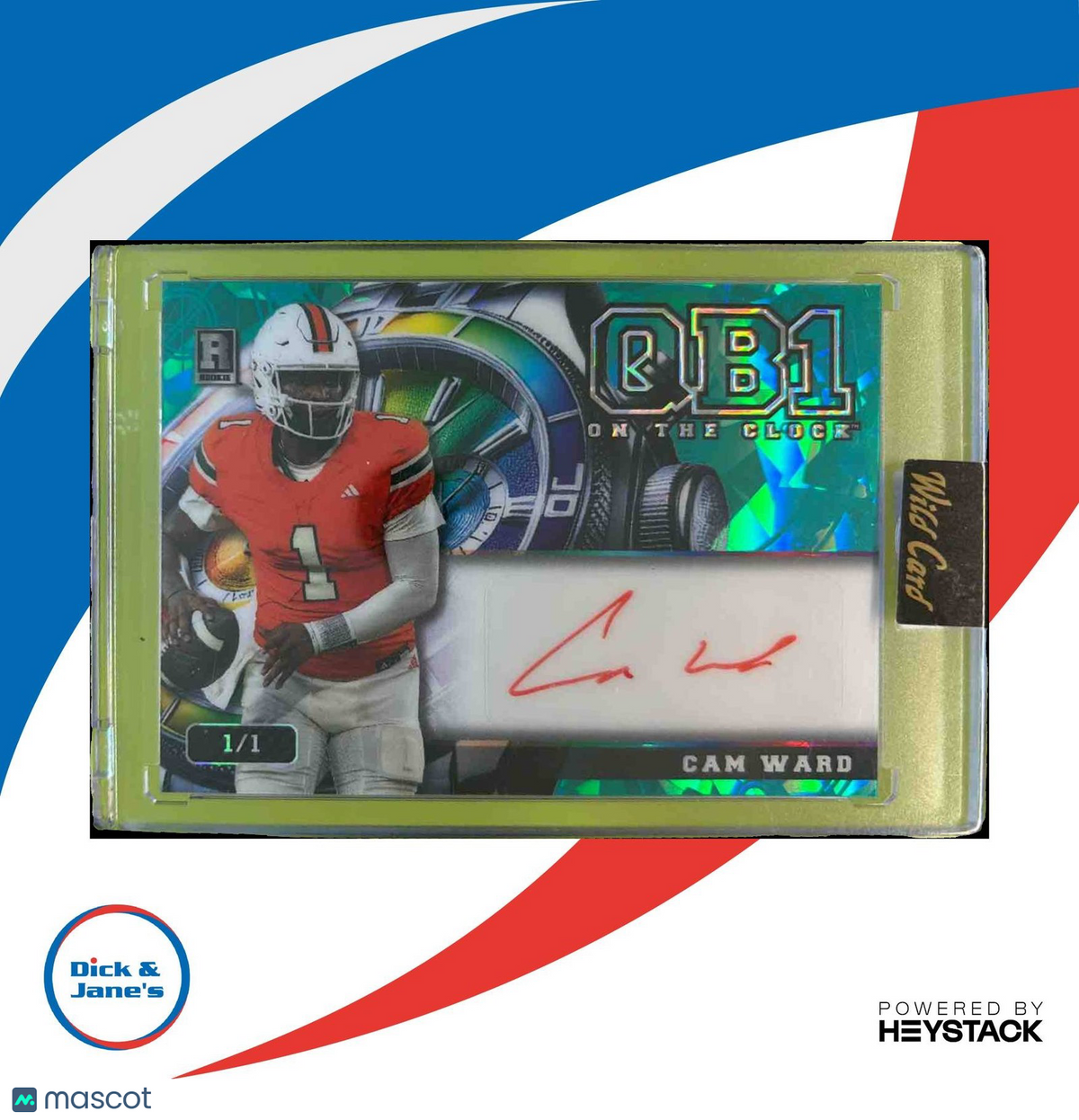 2024 Wild Card QB1 On the Clock Breakers Cameron Ward Auto 1/1 Hurricanes