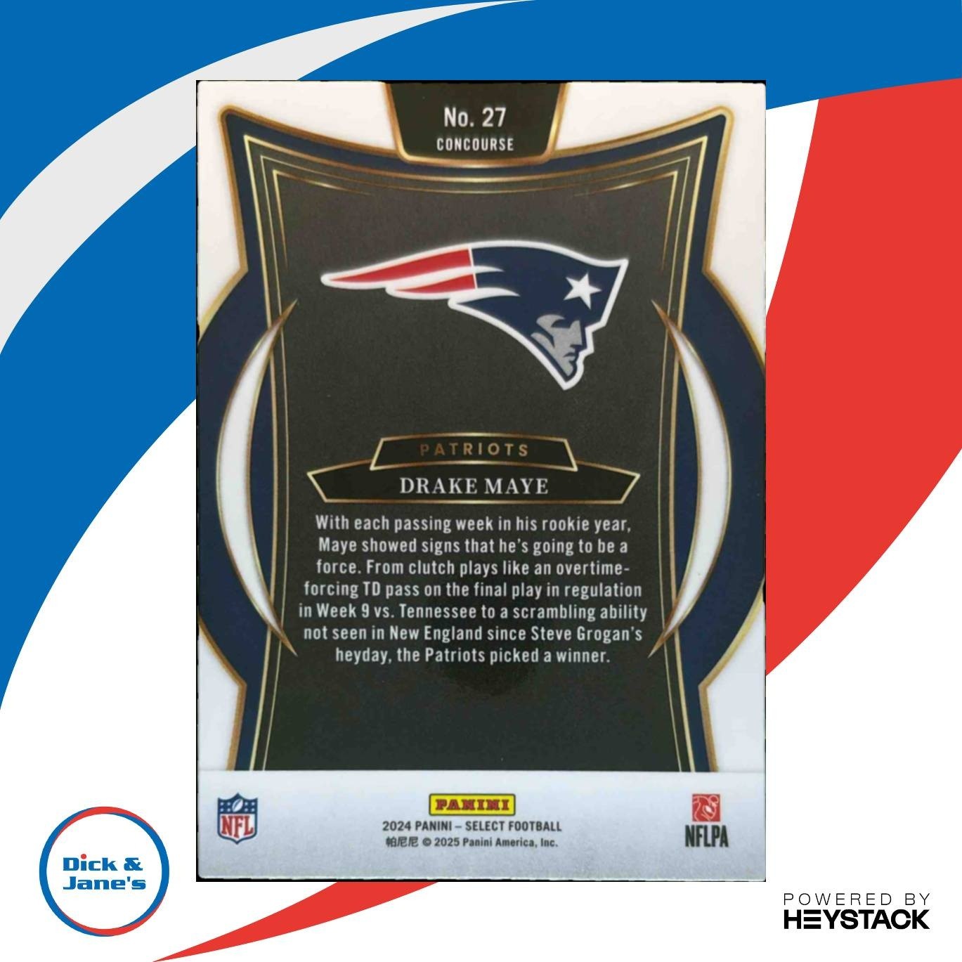 2024 Panini Select Drake Maye Concourse #27 RC New England Patriots