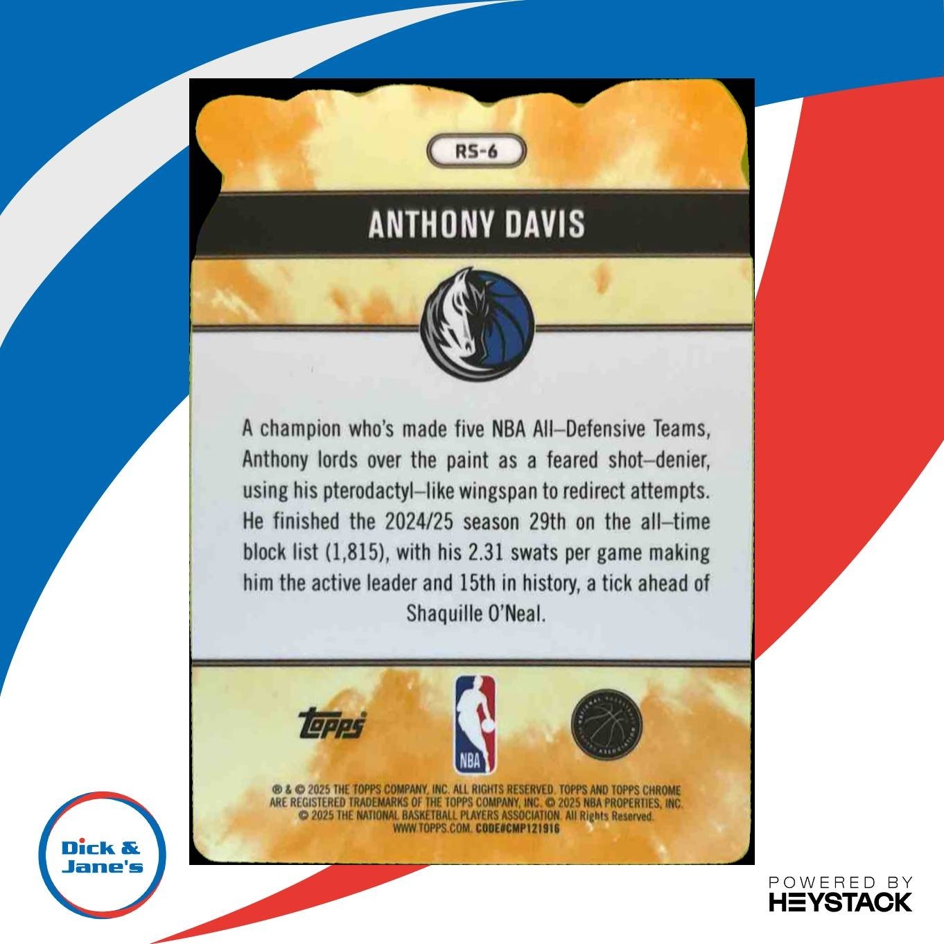 2025-26 Topps Chrome Anthony Davis Rock Star #RS-6 SSP Dallas Mavericks