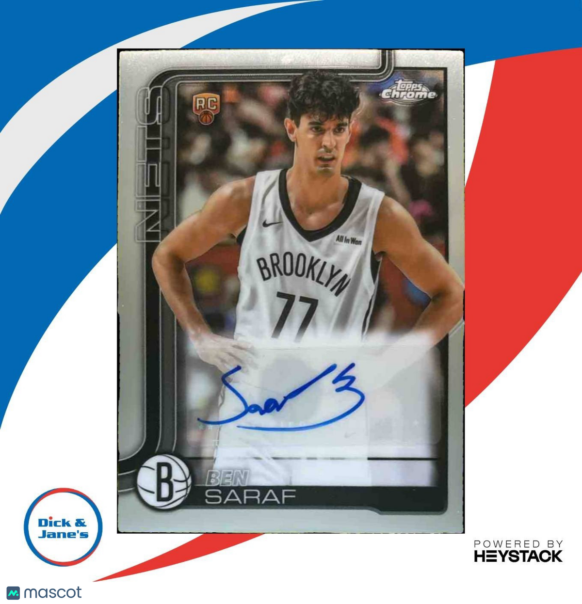 2025-26 Topps Chrome Ben Saraf Rookie Auto RC Brooklyn Nets