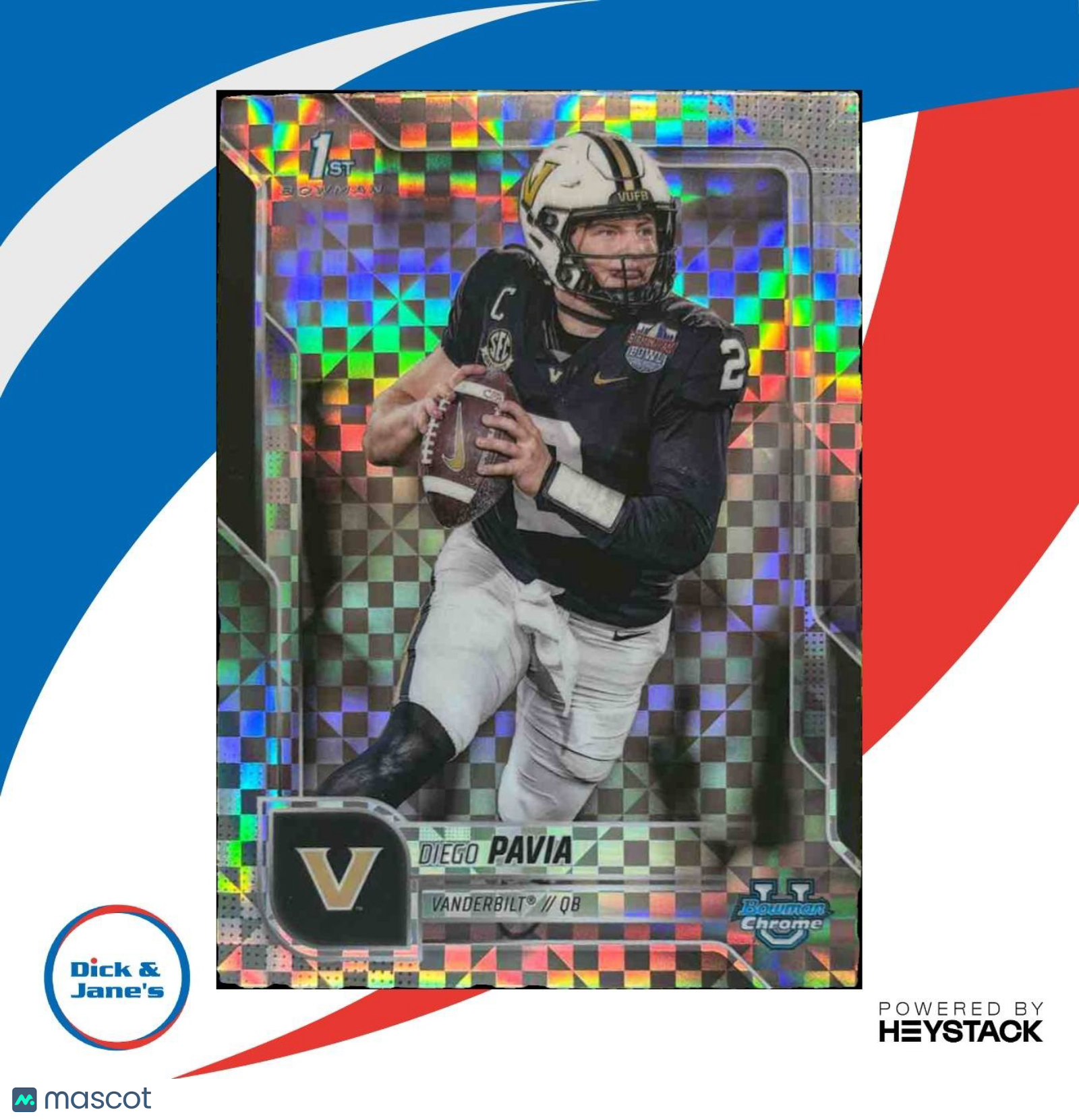 2025 Bowman Chrome University Diego Pavia X-Fractor #190 1st Prospect