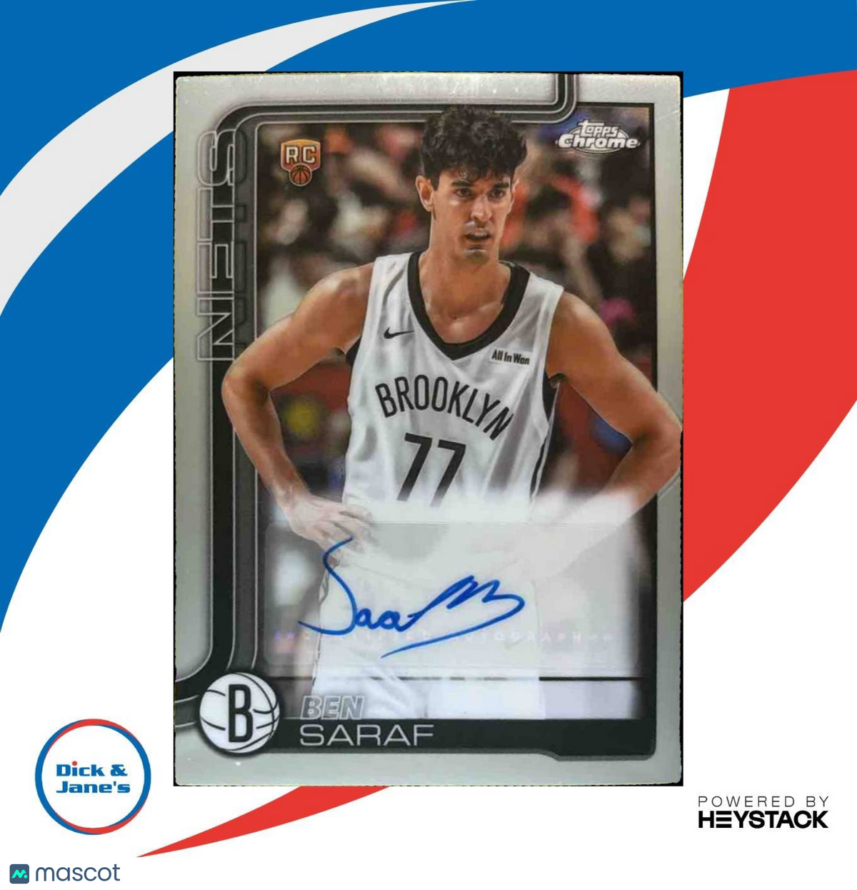 2025-26 Topps Chrome Ben Saraf Rookie Auto #TCAR-BS RC Brooklyn Nets