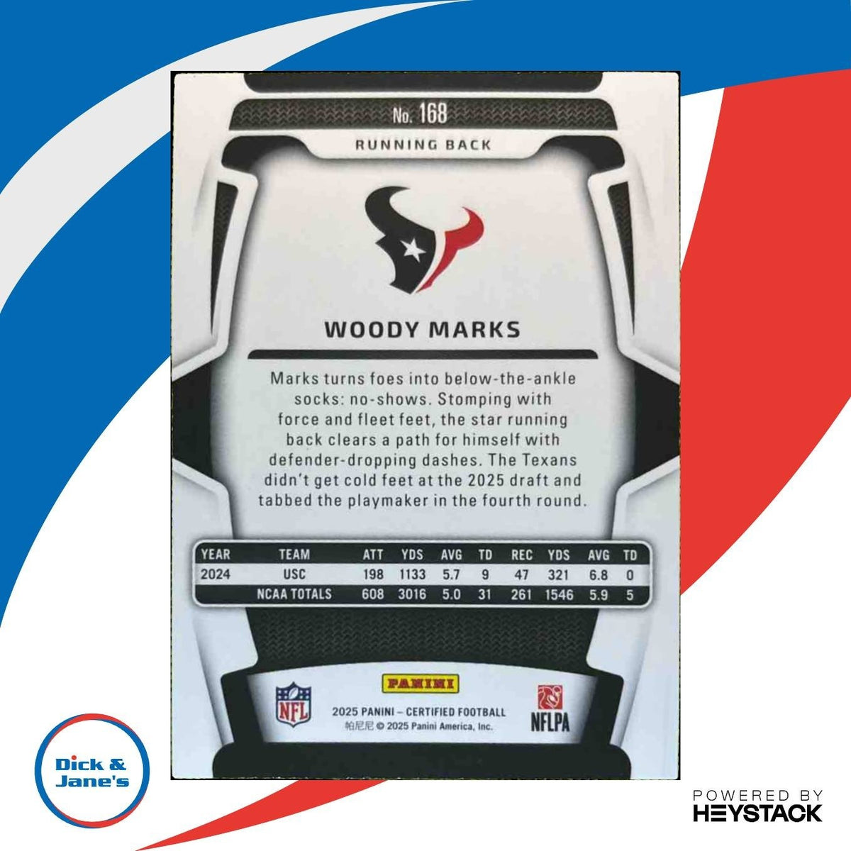 2025 Panini Certified Woody Marks Rookies 408/499 #168 RC Houston Texans