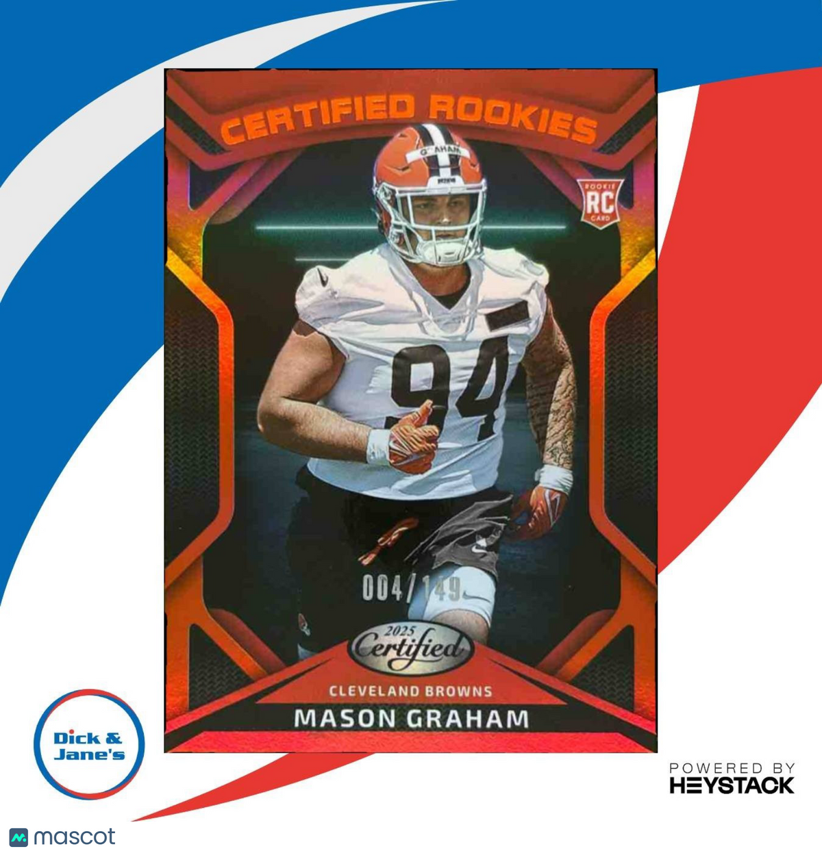 2025 Panini Certified Mason Graham Rookies Mirror Orange 4/149 Cleveland Browns