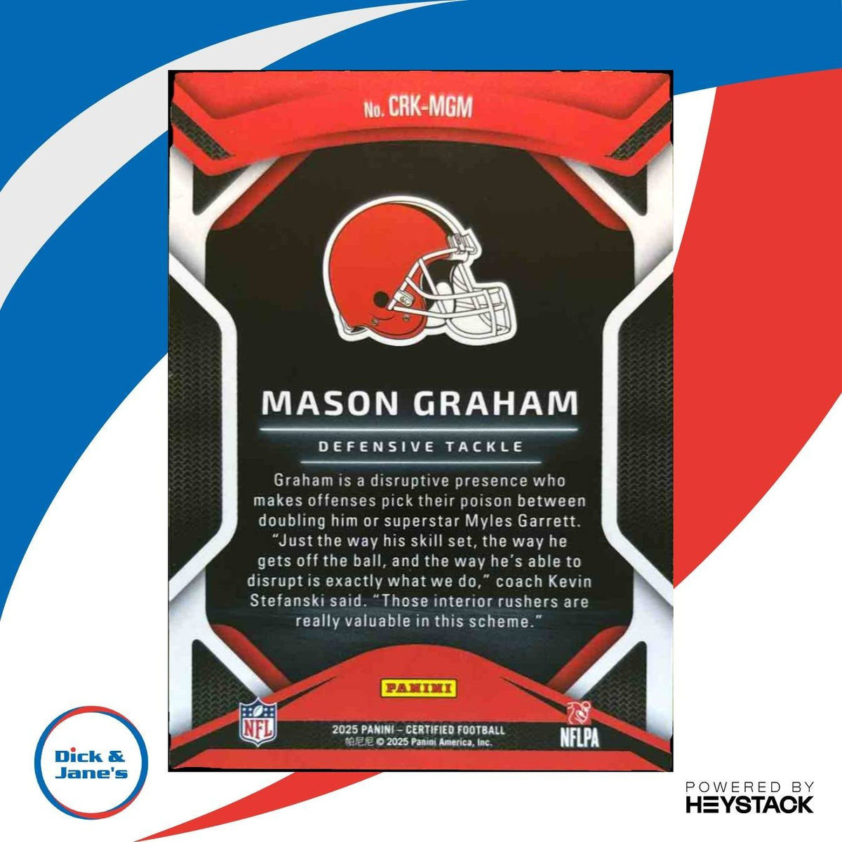 2025 Panini Certified Mason Graham Rookies Mirror Orange 4/149 Cleveland Browns