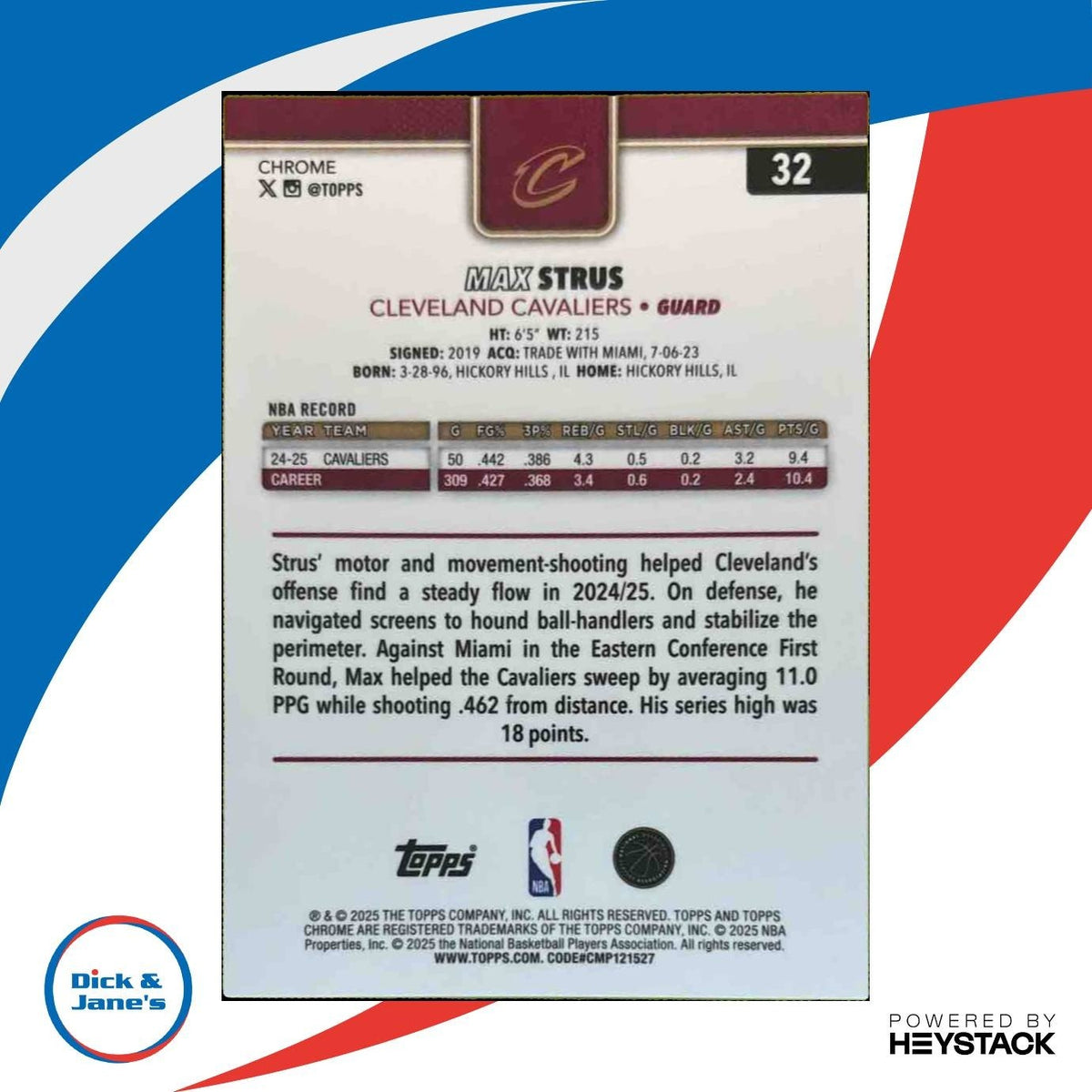 2025-26 Topps Chrome Max Strus Geometric Gold /50 #32 Cleveland Cavaliers
