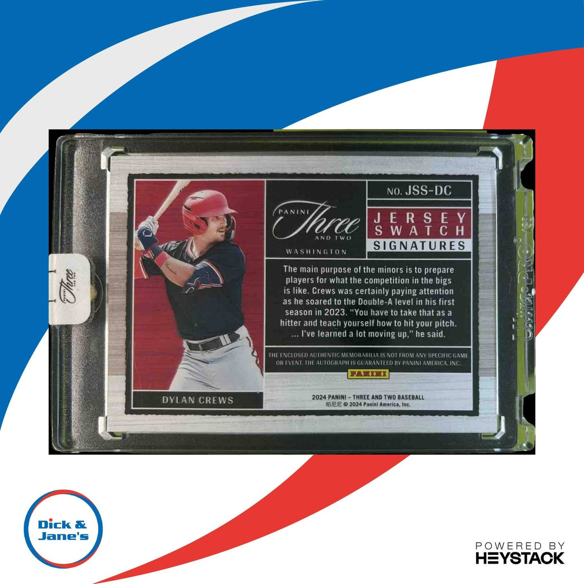 2024 Panini Three and Two Dylan Crews Patch Auto Red FOTL 6/6 Auto Nationals