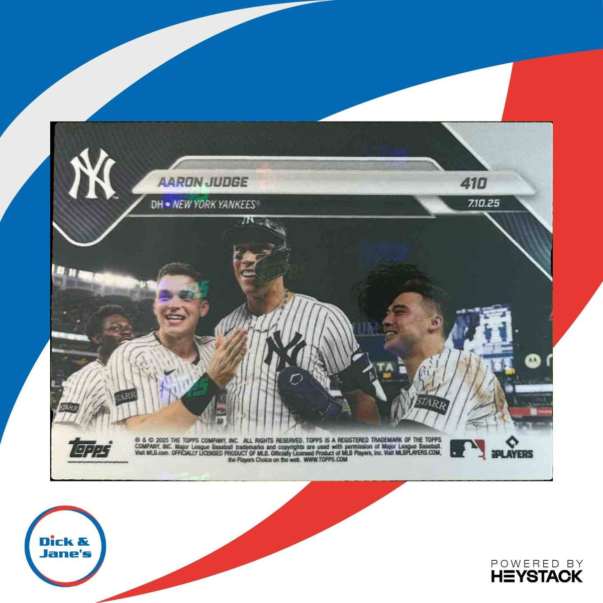 2025 Topps Now Aaron Judge Gold Foil 2/50 #410 New York Yankees