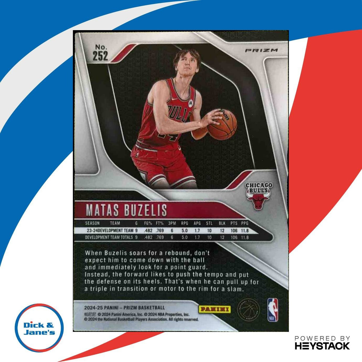 2024-25 Panini Prizm Matas Buzelis Pink Ice #252 RC Chicago Bulls