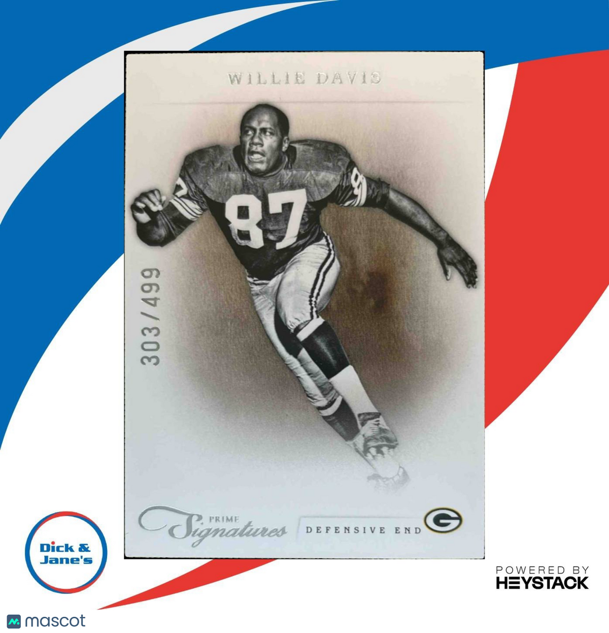 2011 Panini Prime Signatures Willie Davis /499 #175 Green Bay Packers